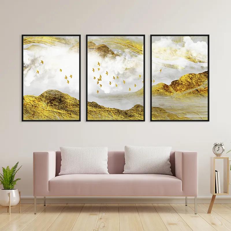 Mehrteiliges Leinwandbild Gold Mountain Set mockup 3