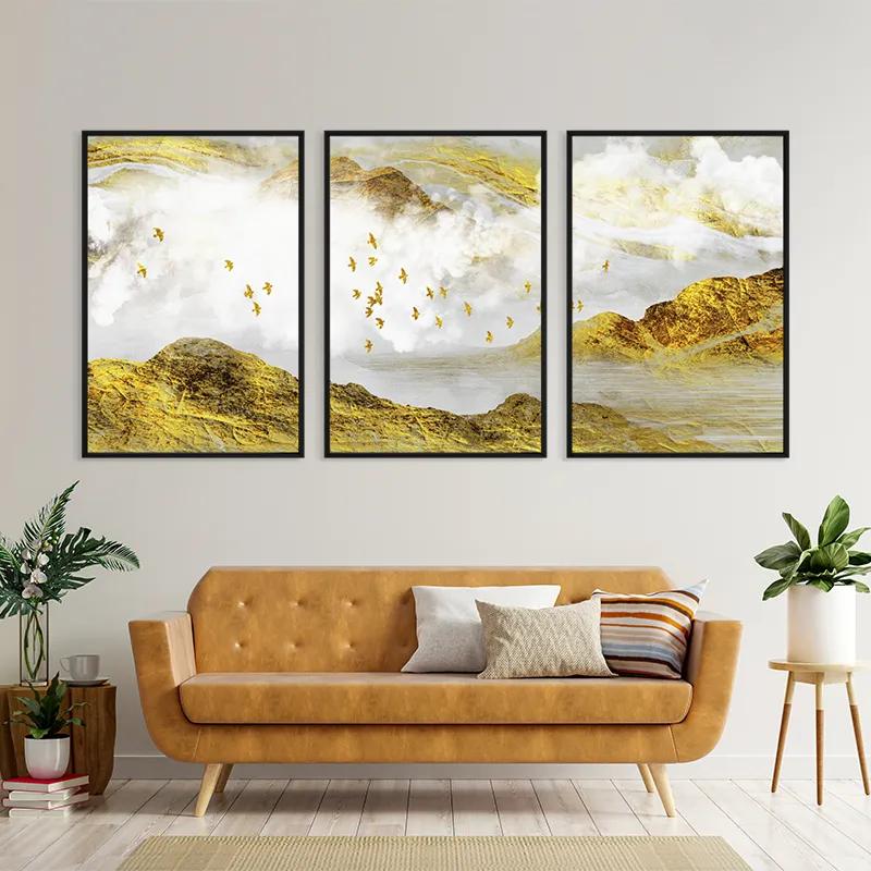 Mehrteiliges Leinwandbild Gold Mountain Set mockup 4