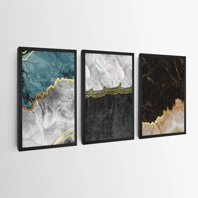 Mehrteiliges Leinwandbild Abstract Silver Waves mockup 0