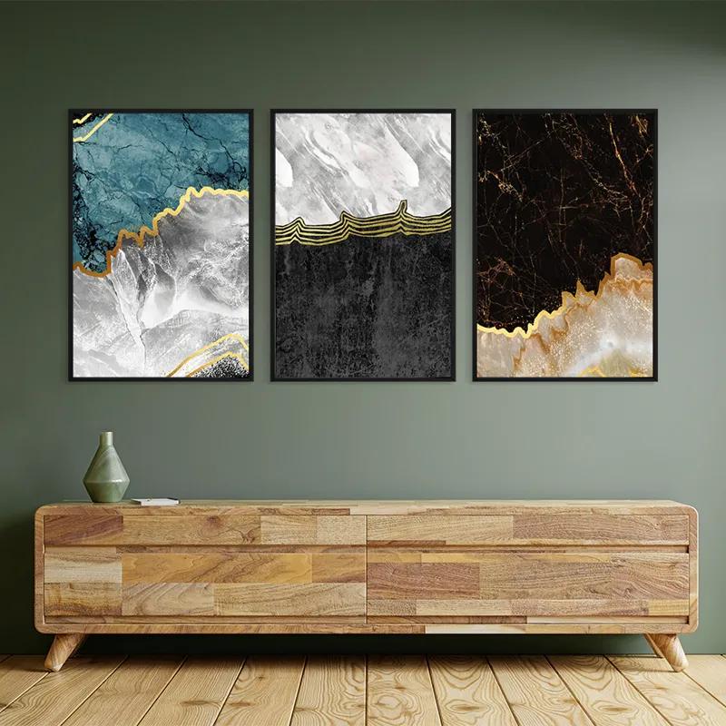 Mehrteiliges Leinwandbild Abstract Silver Waves mockup 2