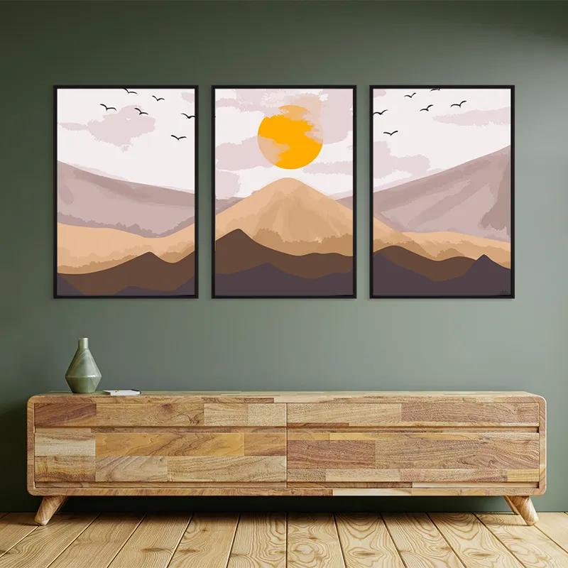 Mehrteiliges Leinwandbild Mountain Sunrise Set mockup 2