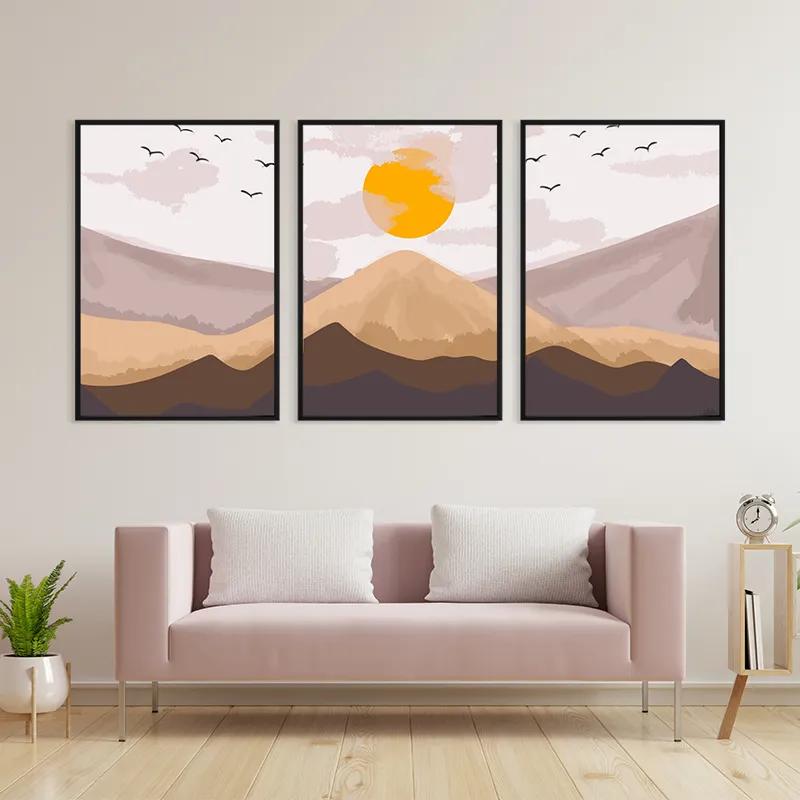 Mehrteiliges Leinwandbild Mountain Sunrise Set mockup 3