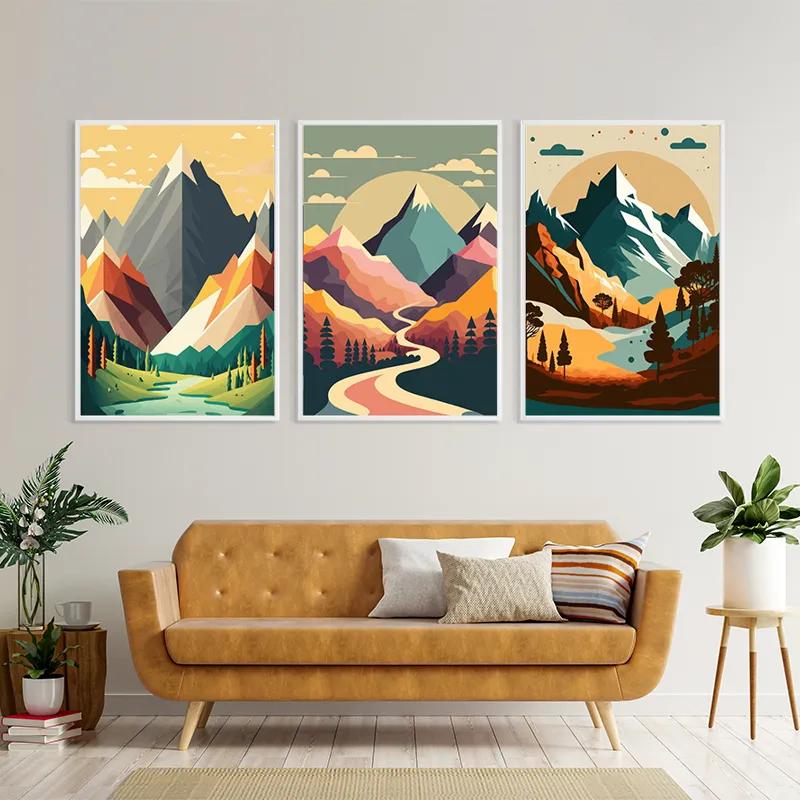 Mehrteiliges Leinwandbild Colorful Mountain Set mockup 4