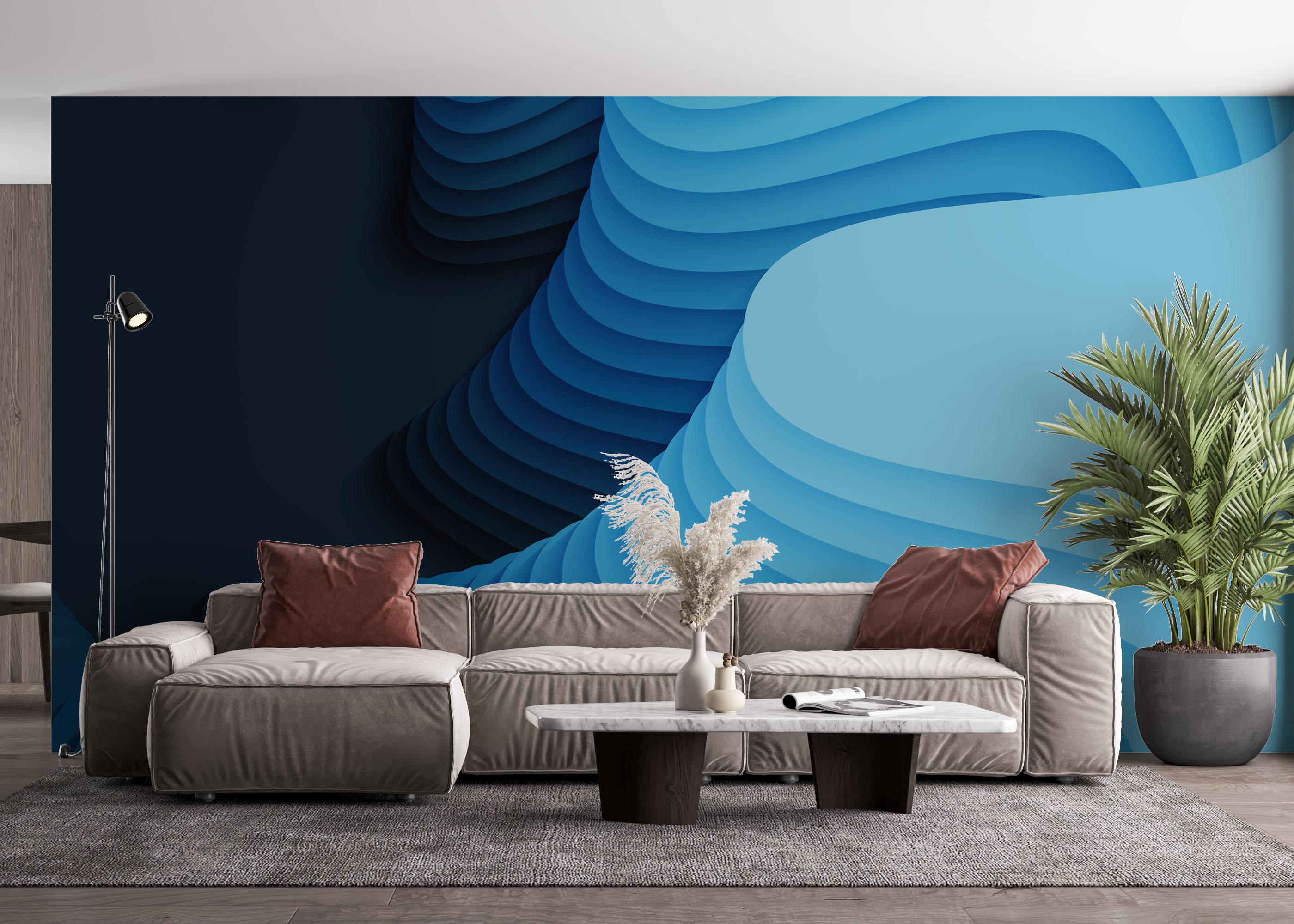 Fototapete Blue Shades Paper mockup 4