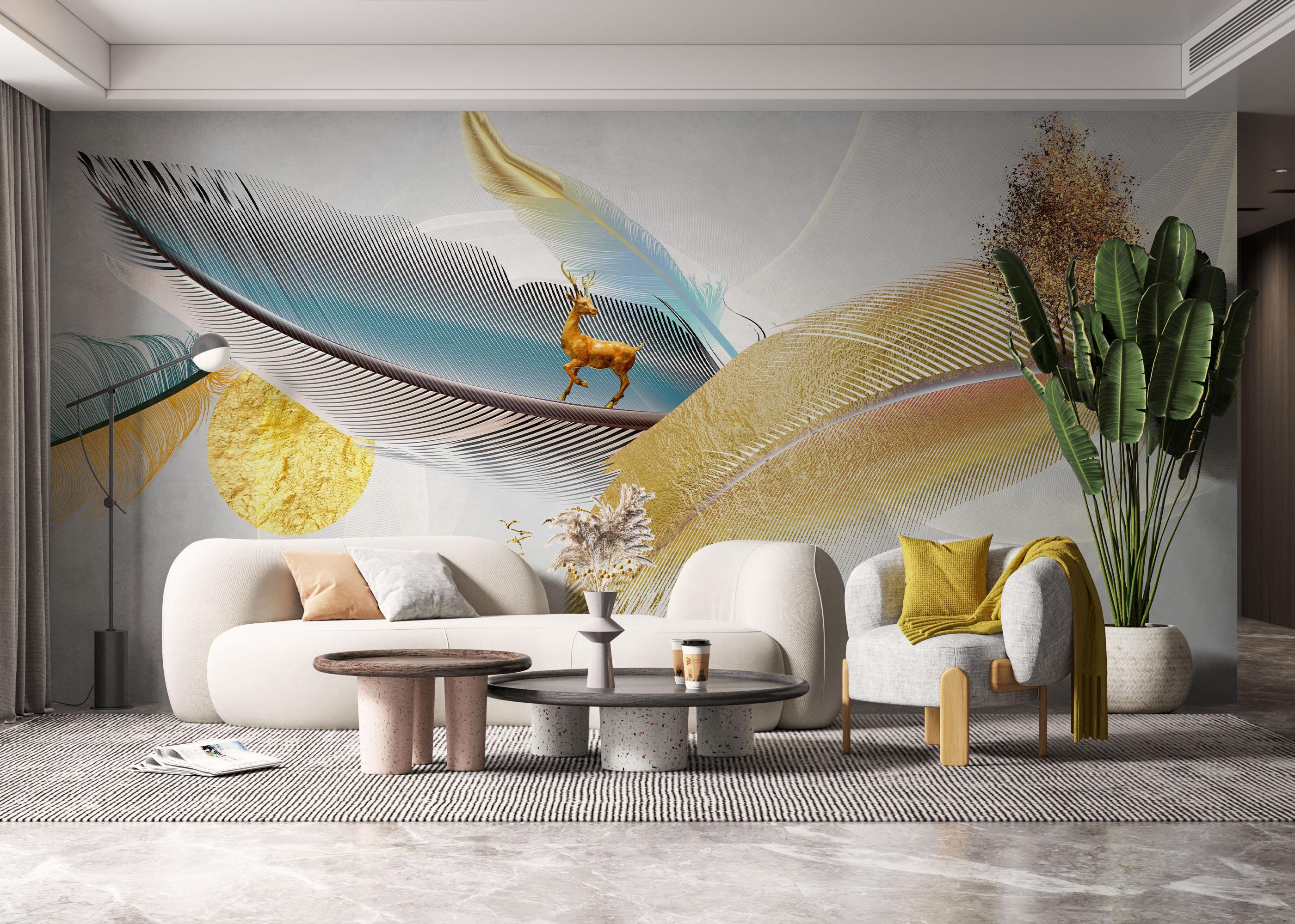 Fototapete Dreamy Feathers mockup 6