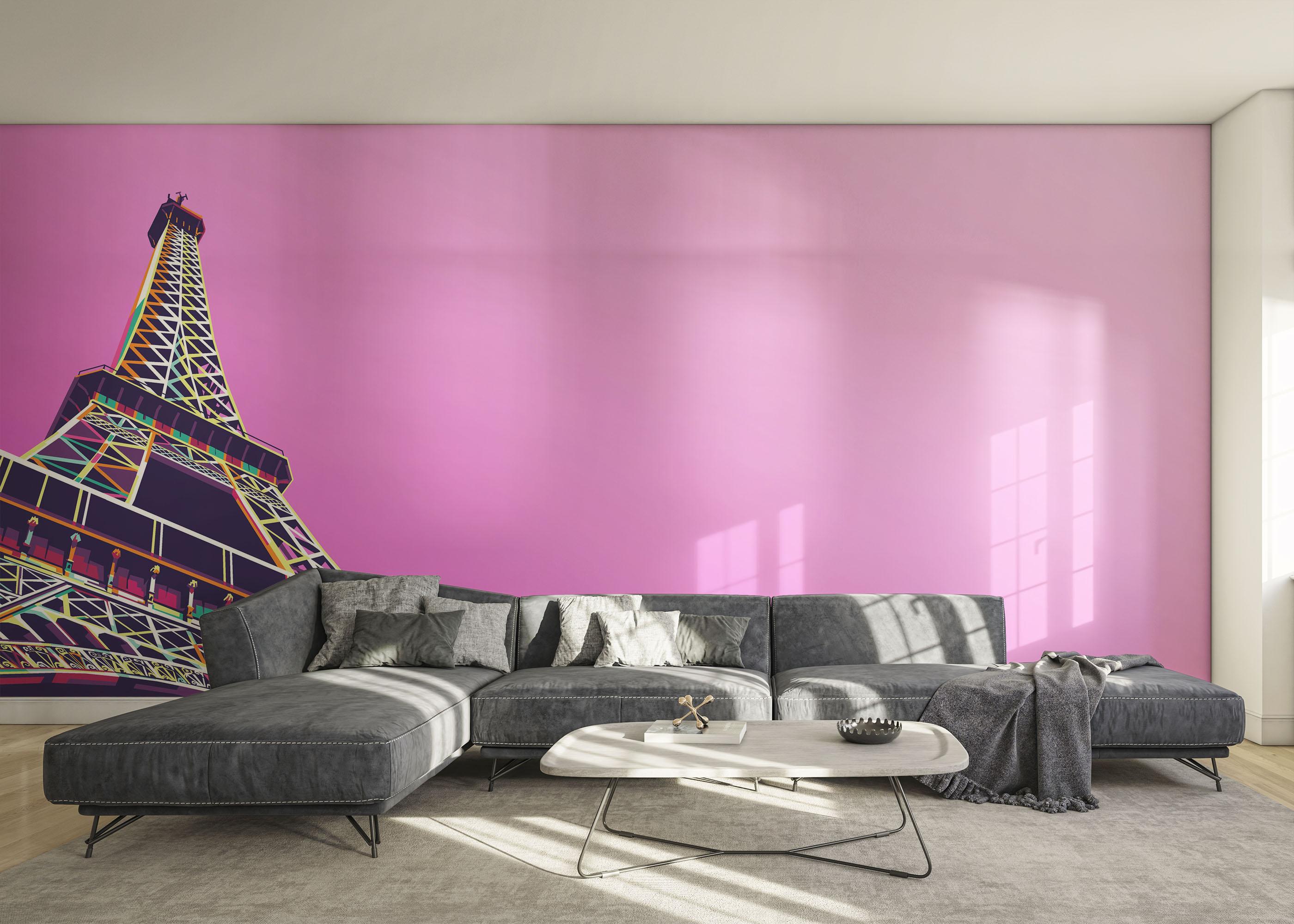 Fototapete Eiffel Purple Sky mockup 0