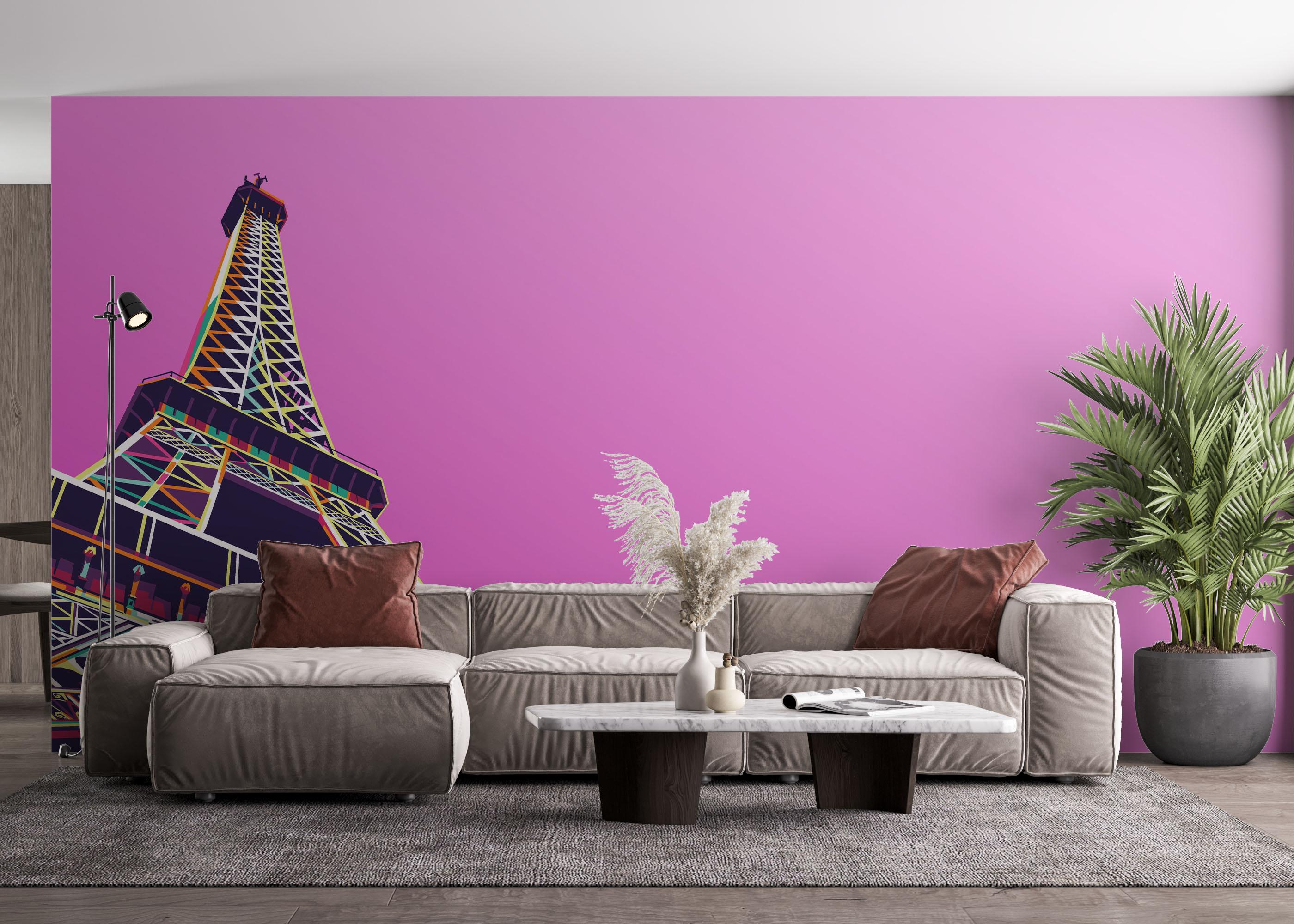 Fototapete Eiffel Purple Sky mockup 4