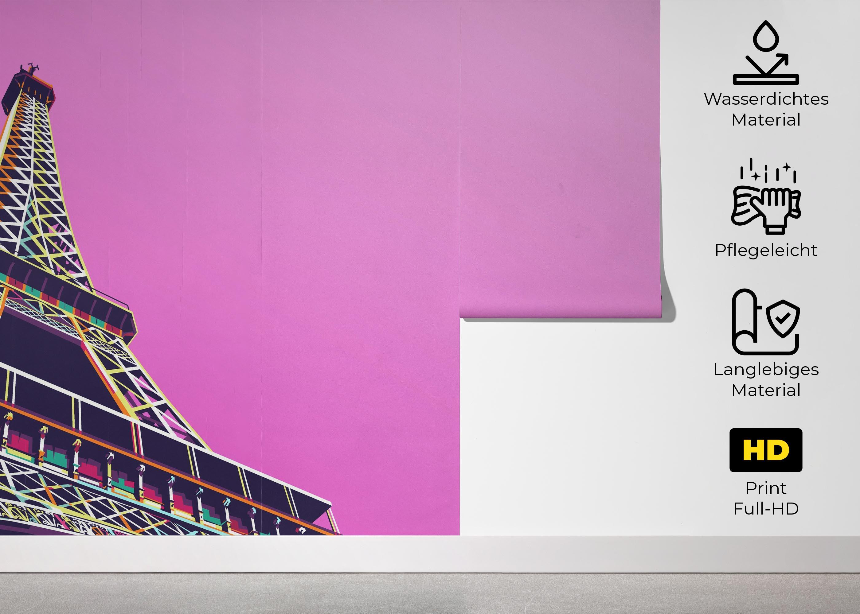 Fototapete Eiffel Purple Sky mockup 5