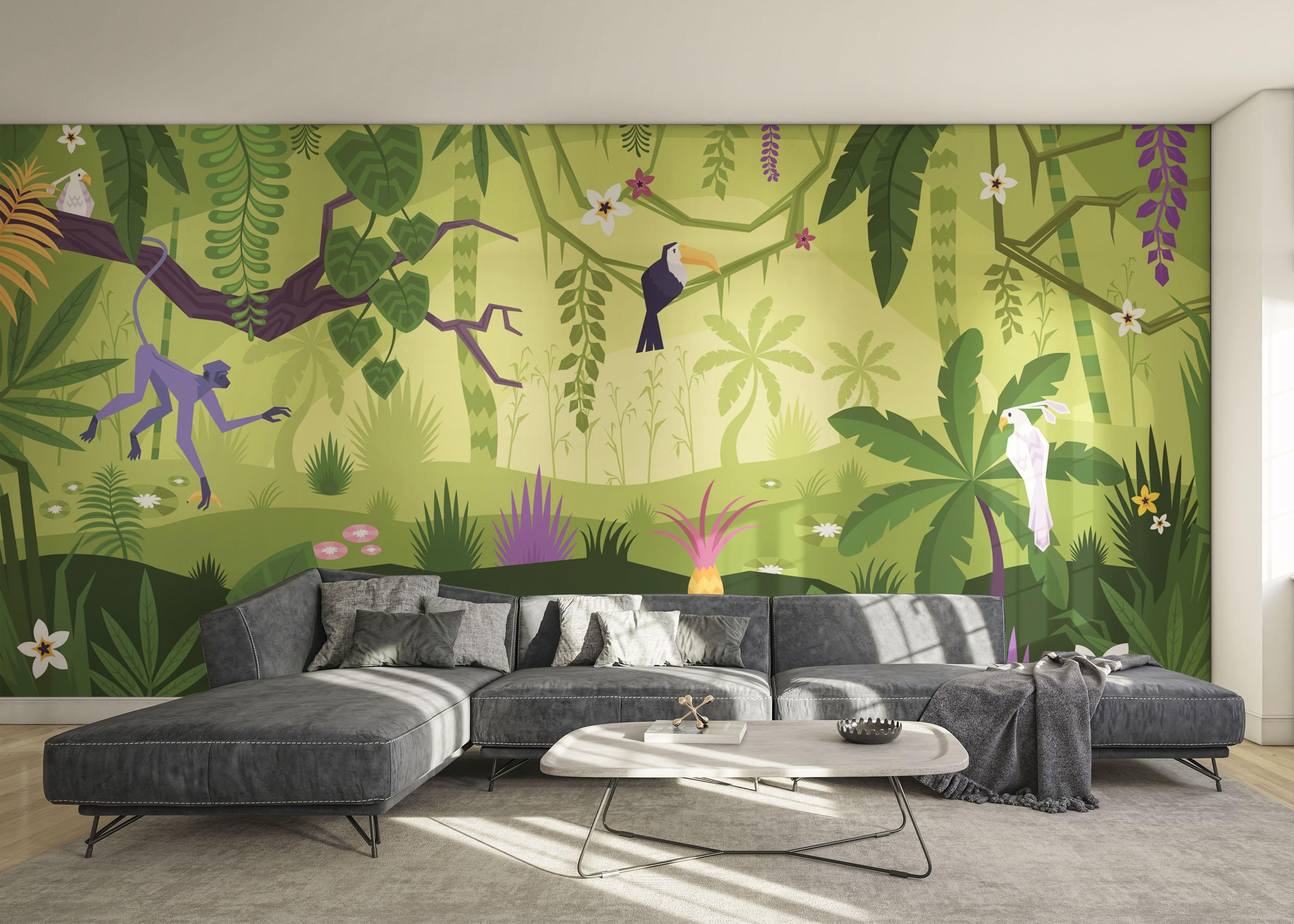 Fototapete Cute Jungle Art mockup 0