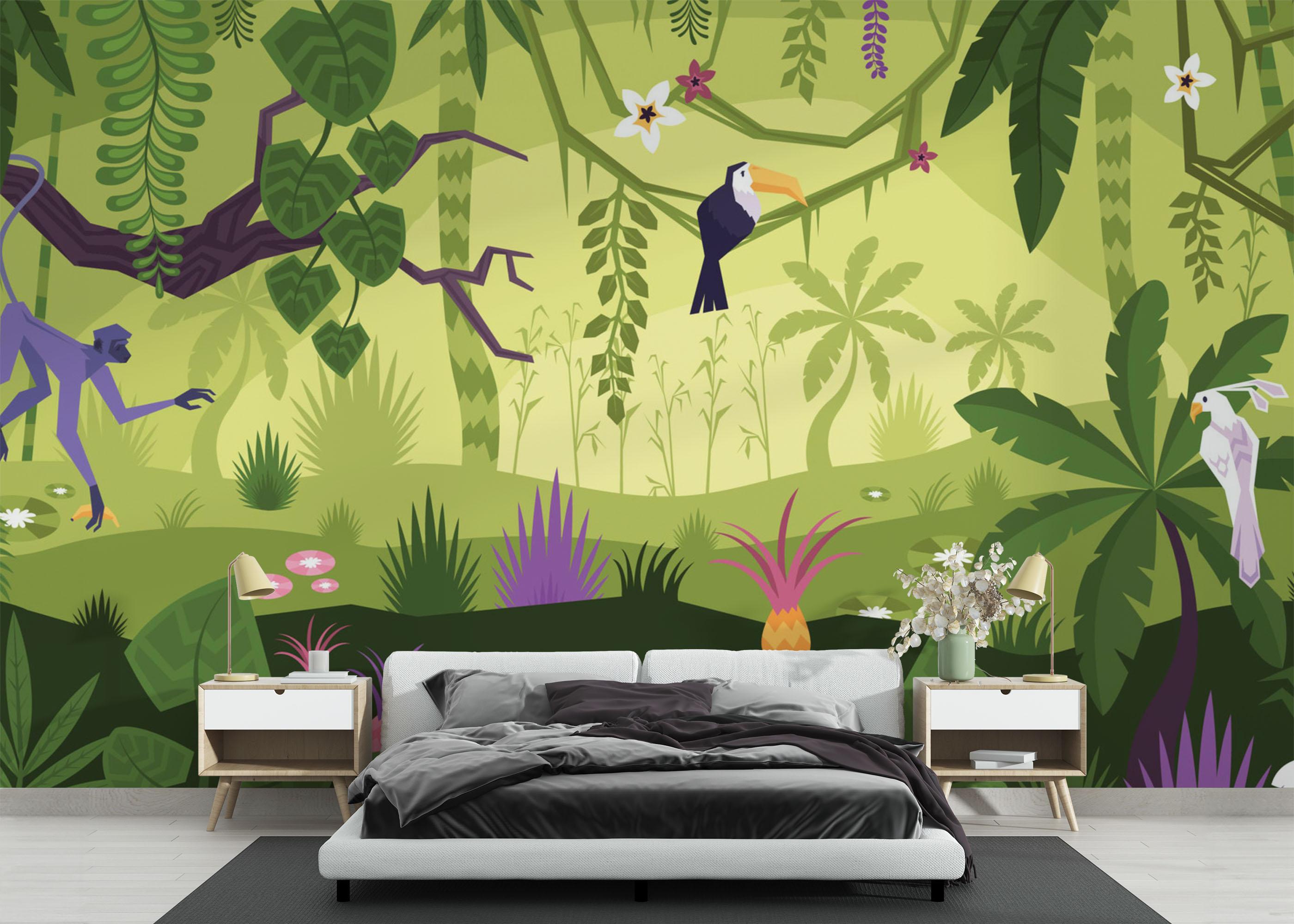 Fototapete Cute Jungle Art mockup 3