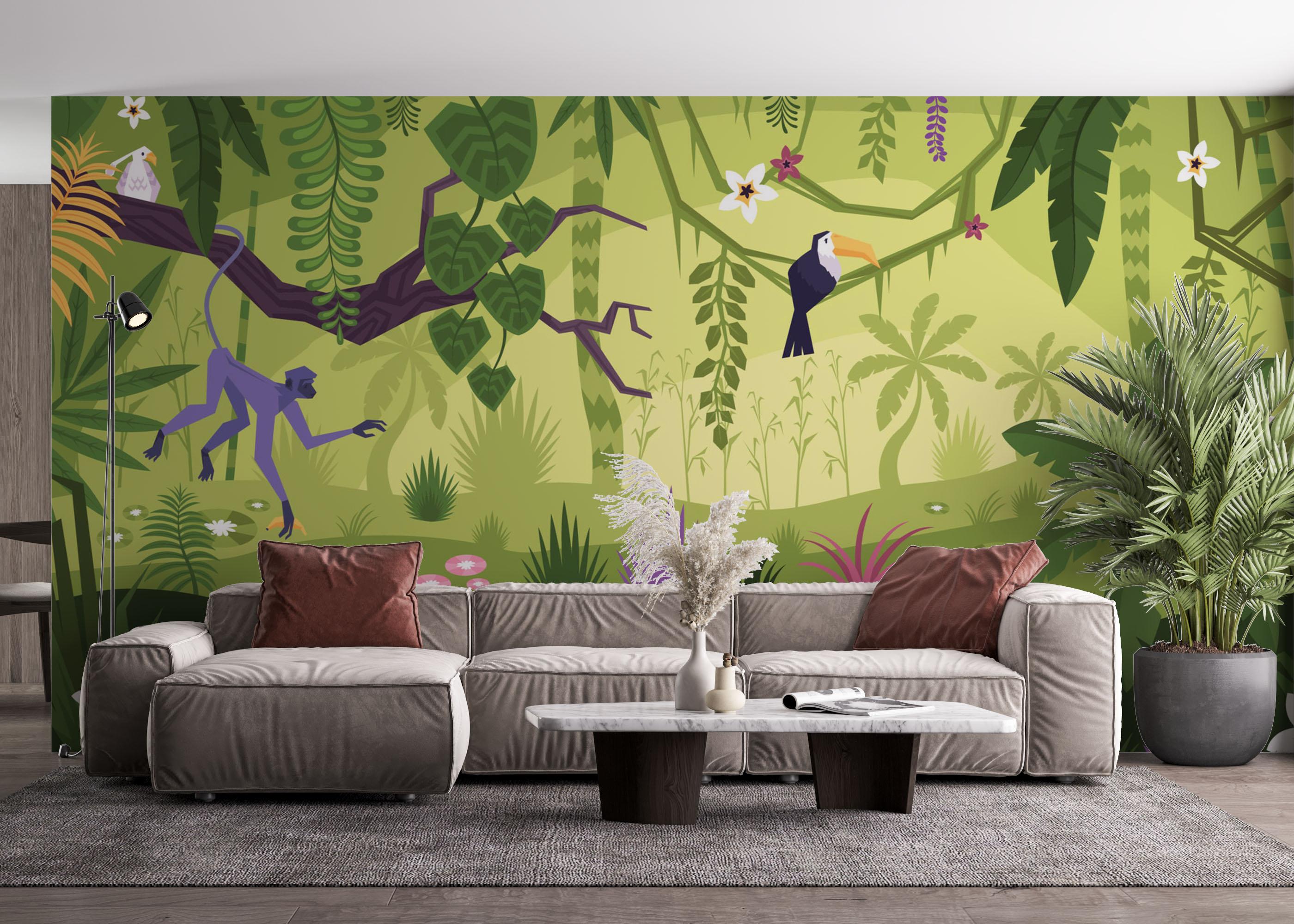 Fototapete Cute Jungle Art mockup 4
