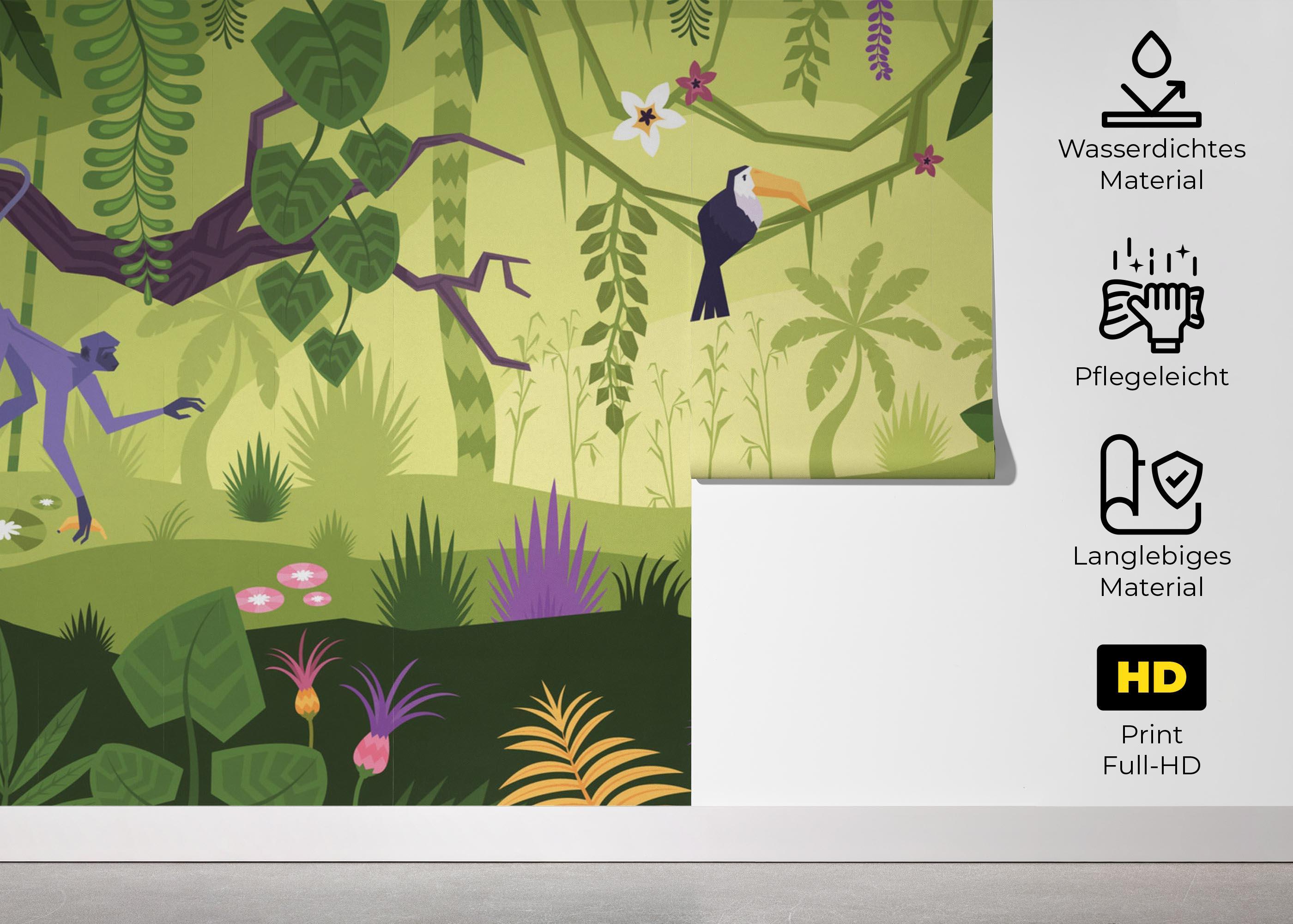 Fototapete Cute Jungle Art mockup 5