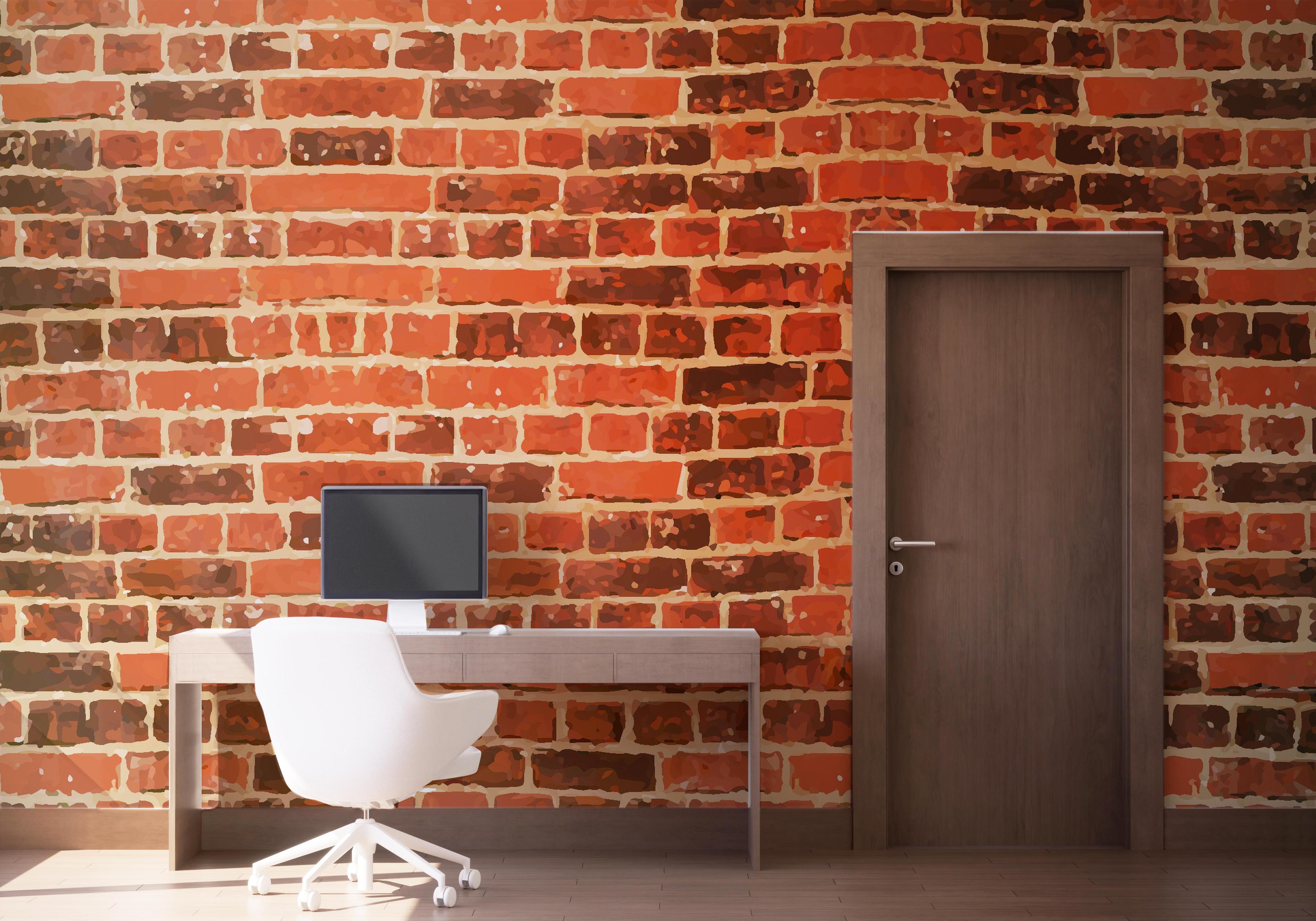 Fototapete Cool Orange Brick mockup 1