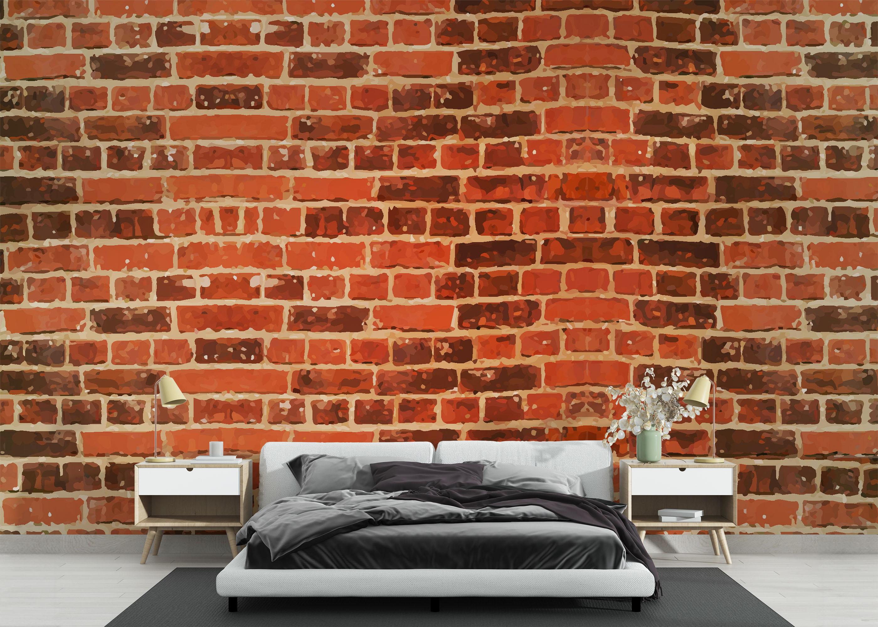 Fototapete Cool Orange Brick mockup 3