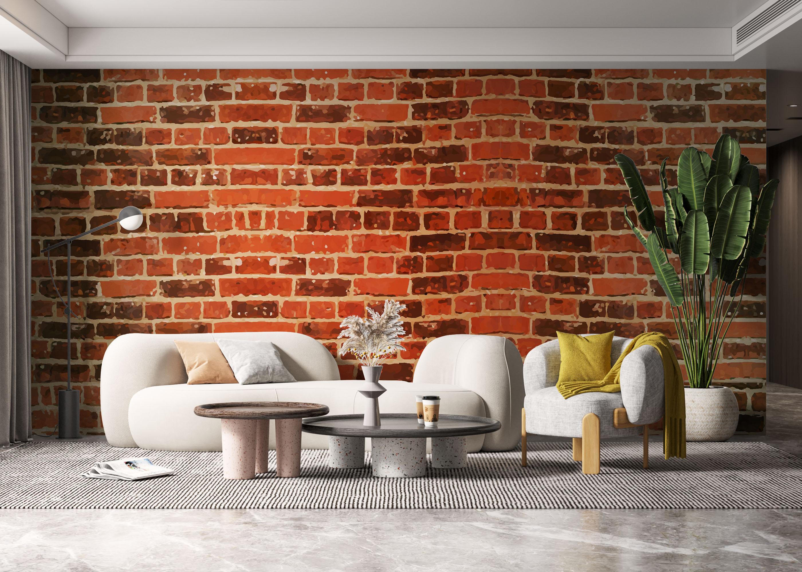 Fototapete Cool Orange Brick mockup 6