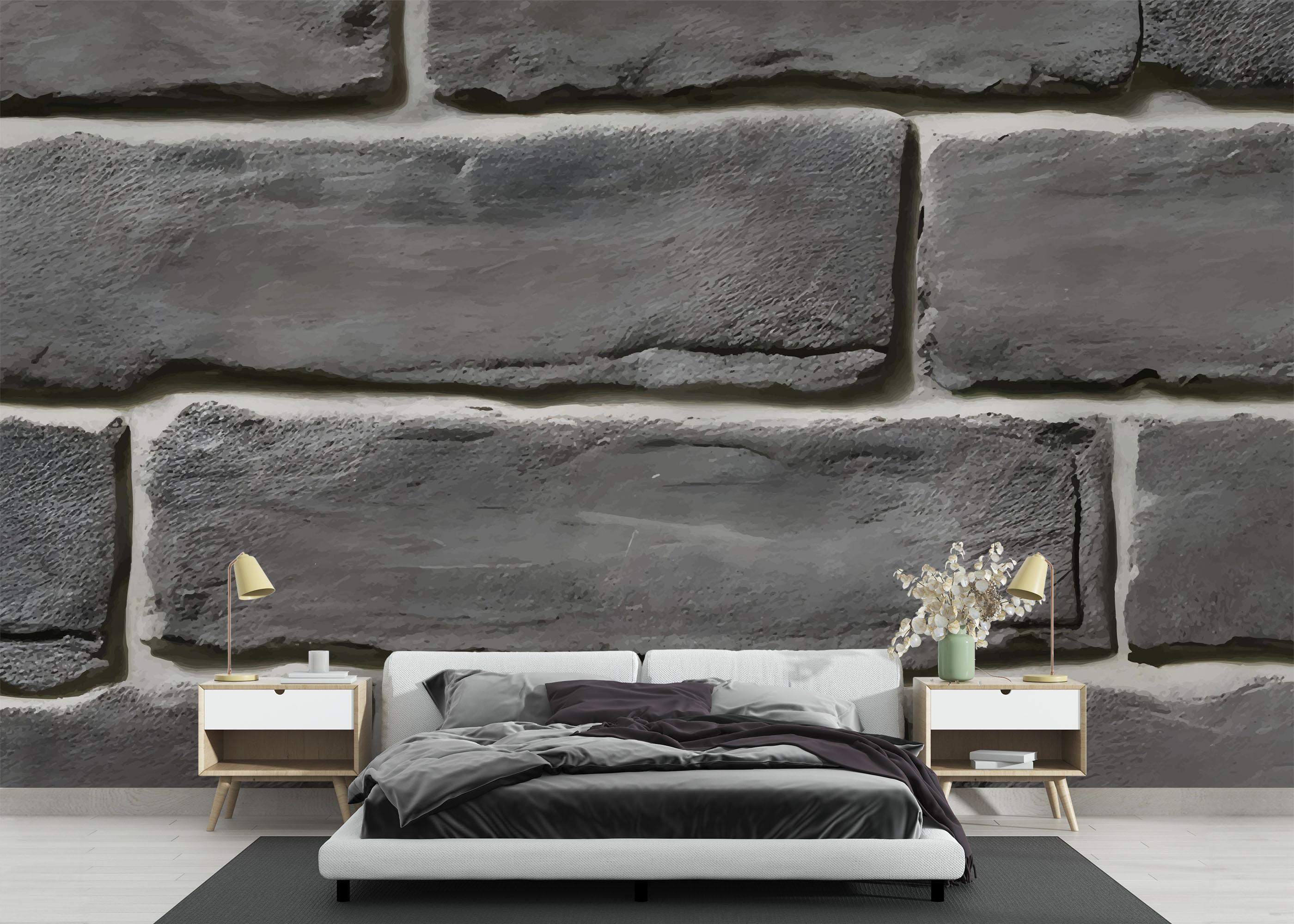 Fototapete Grey Rock Wall mockup 3
