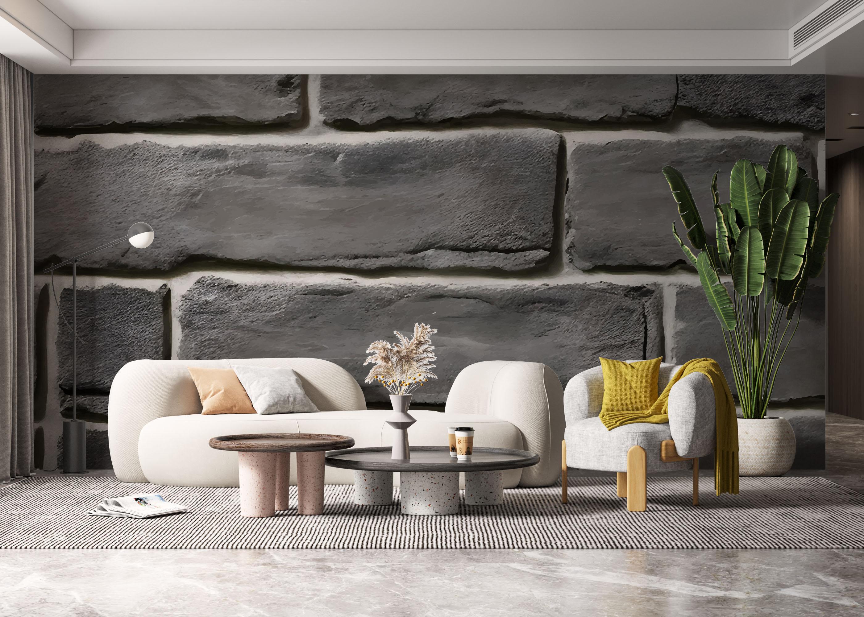 Fototapete Grey Rock Wall mockup 6