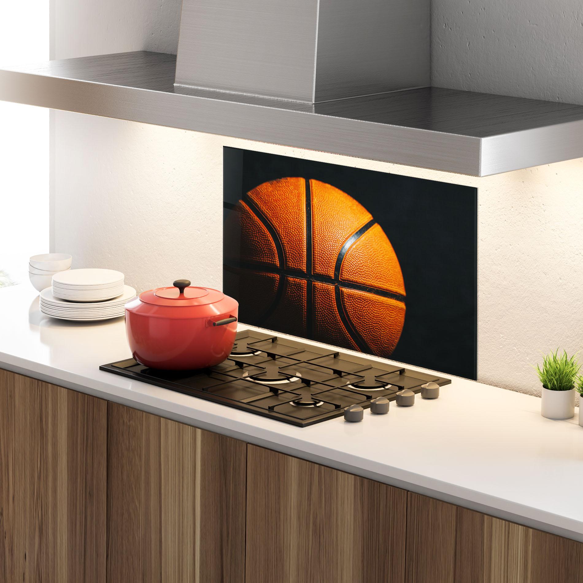 Küchenrückwand Glas Orange Basketball mockup 4