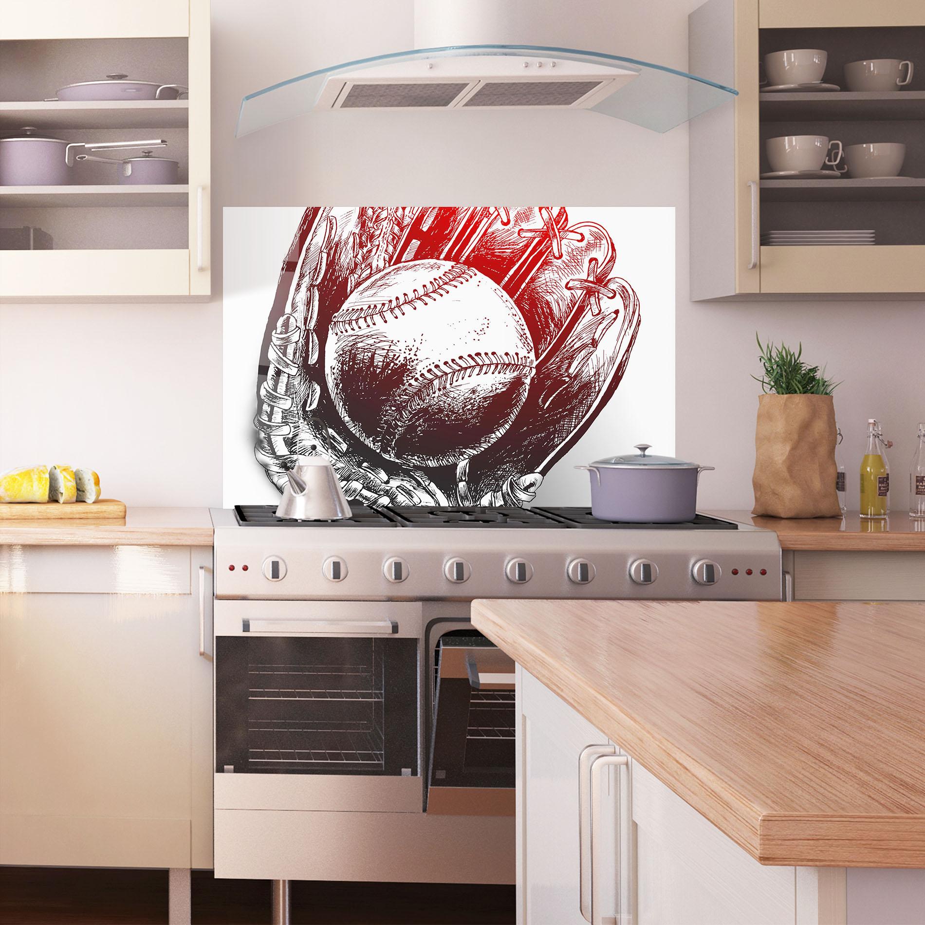 Küchenrückwand Glas Baseball Glove Art mockup 1