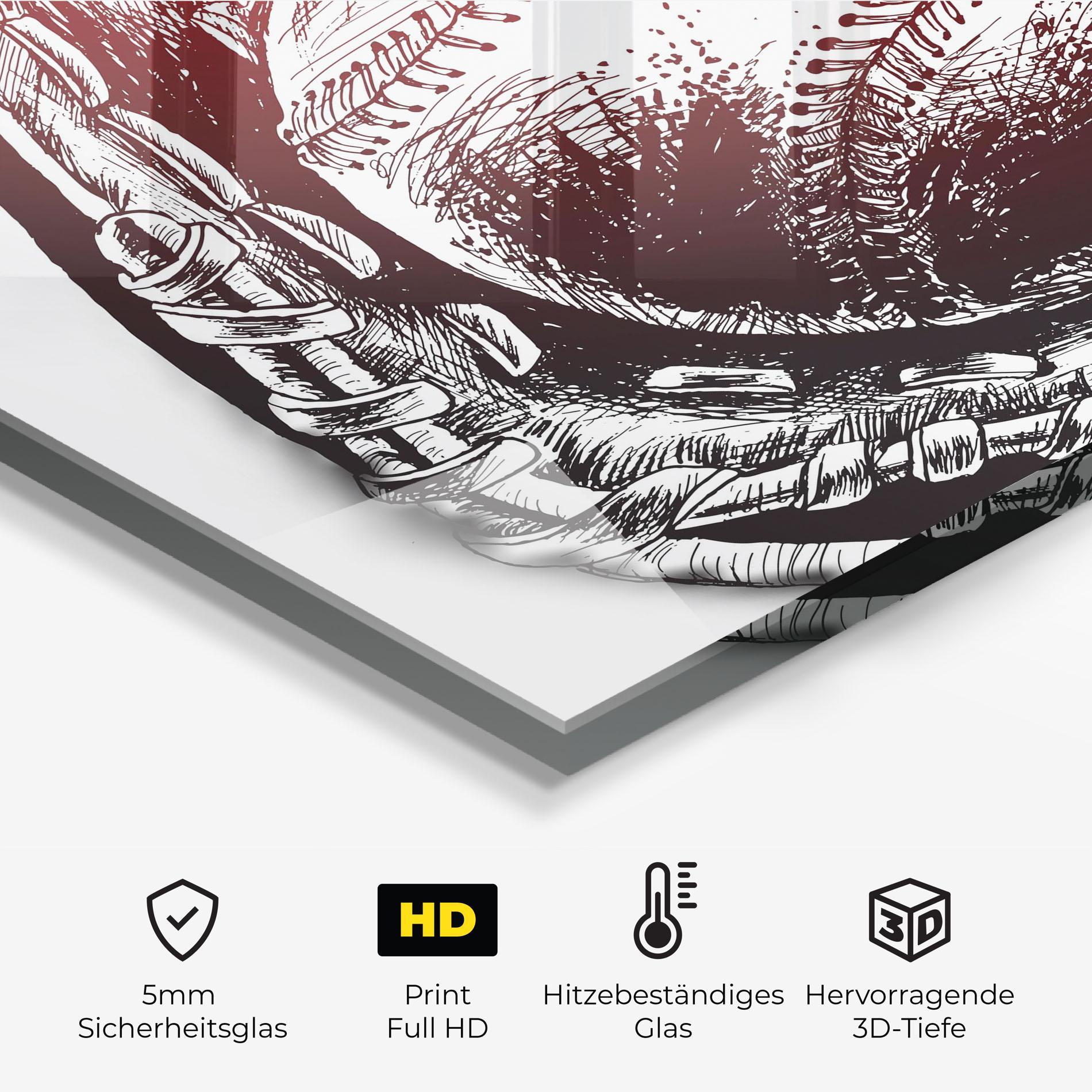 Küchenrückwand Glas Baseball Glove Art mockup 2