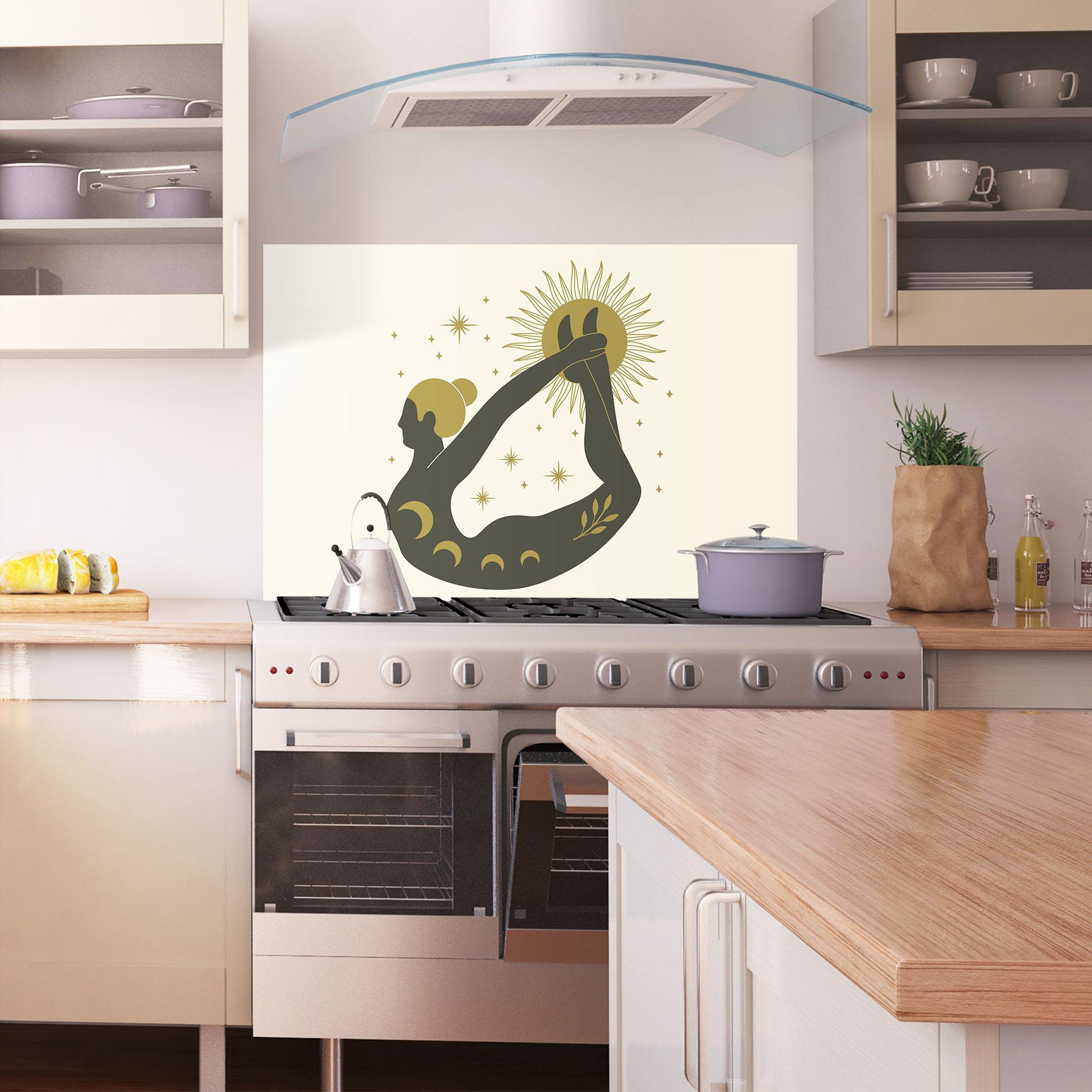Küchenrückwand Glas Dhanurasana mockup 1