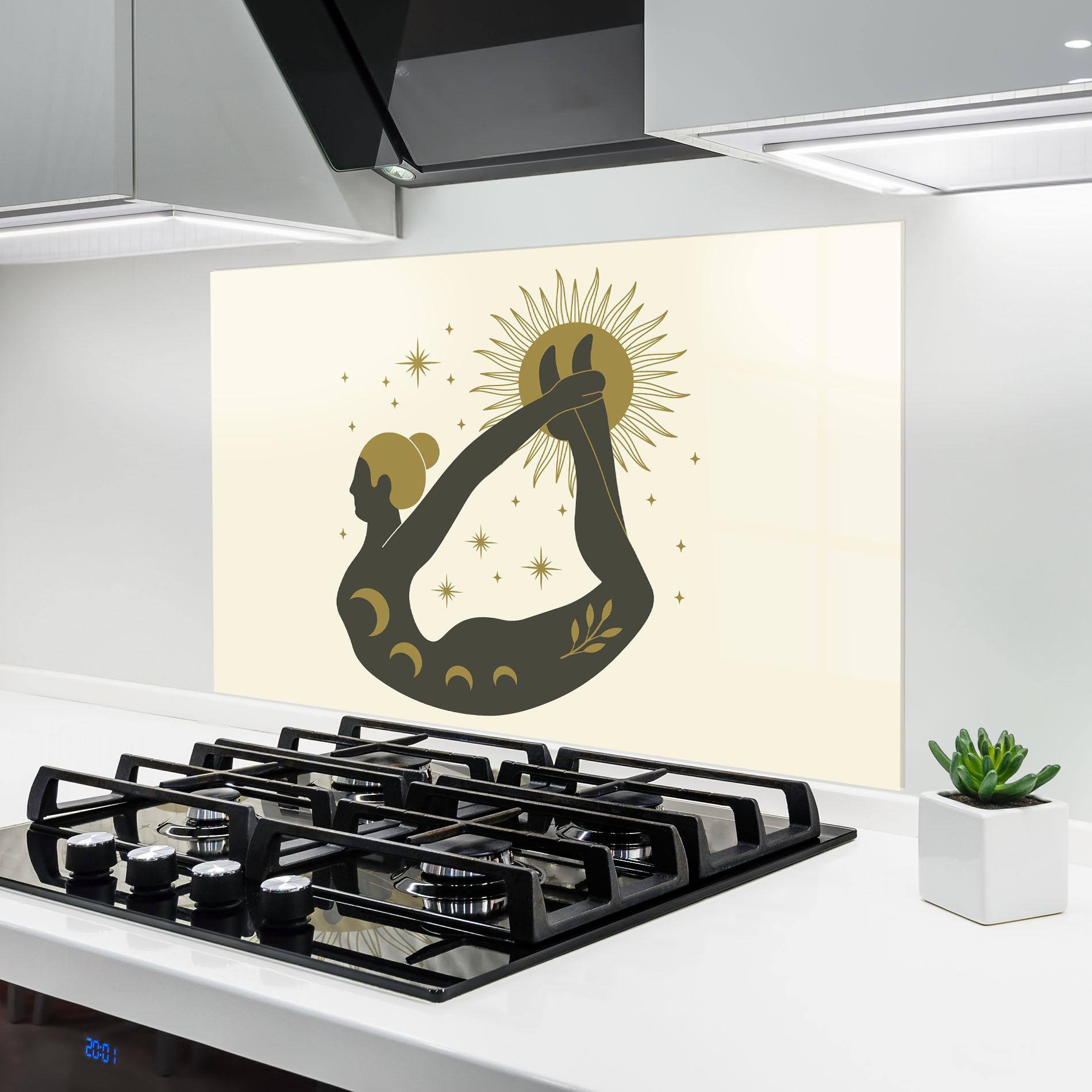 Küchenrückwand Glas Dhanurasana mockup 6