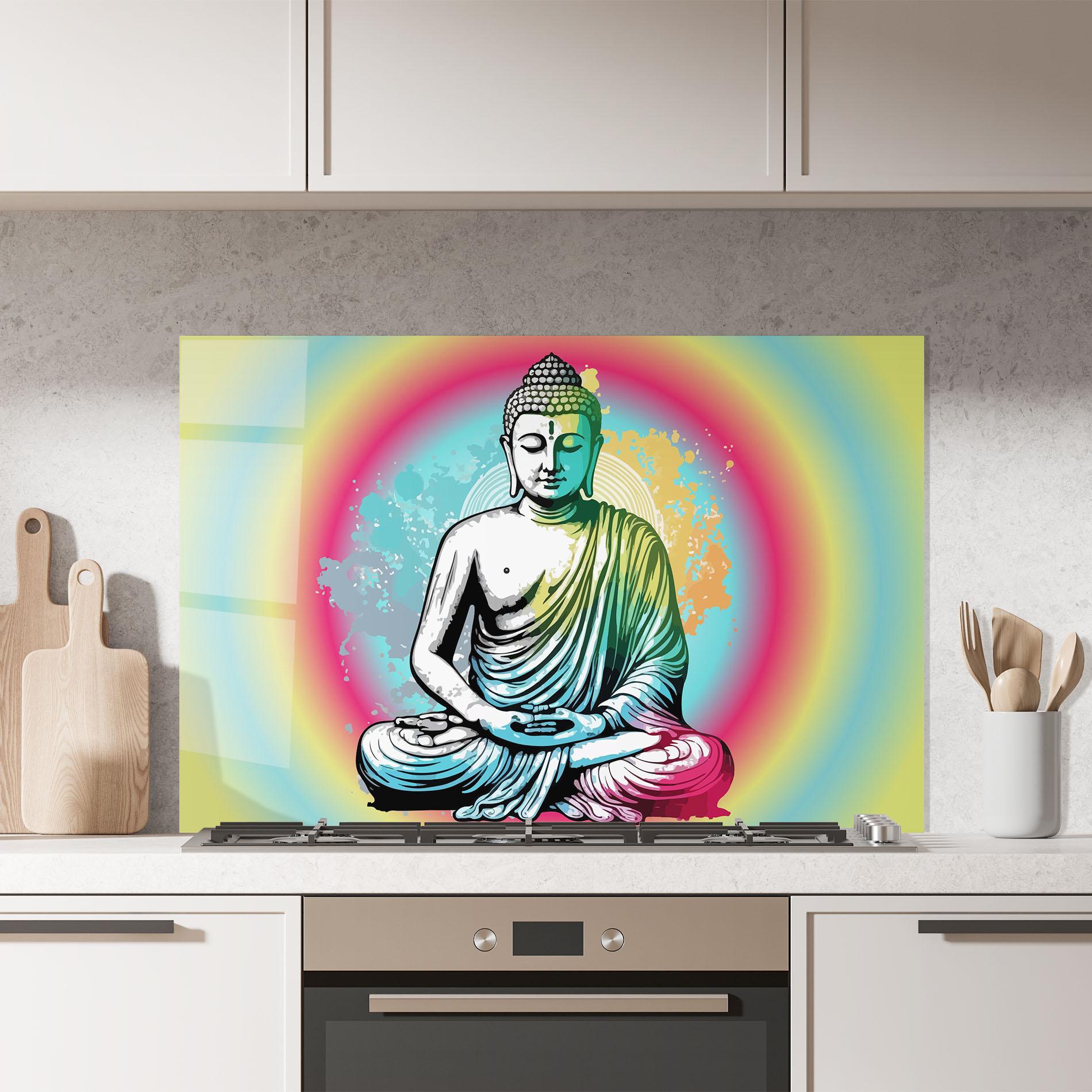 Küchenrückwand Glas Budha Yoga mockup 7