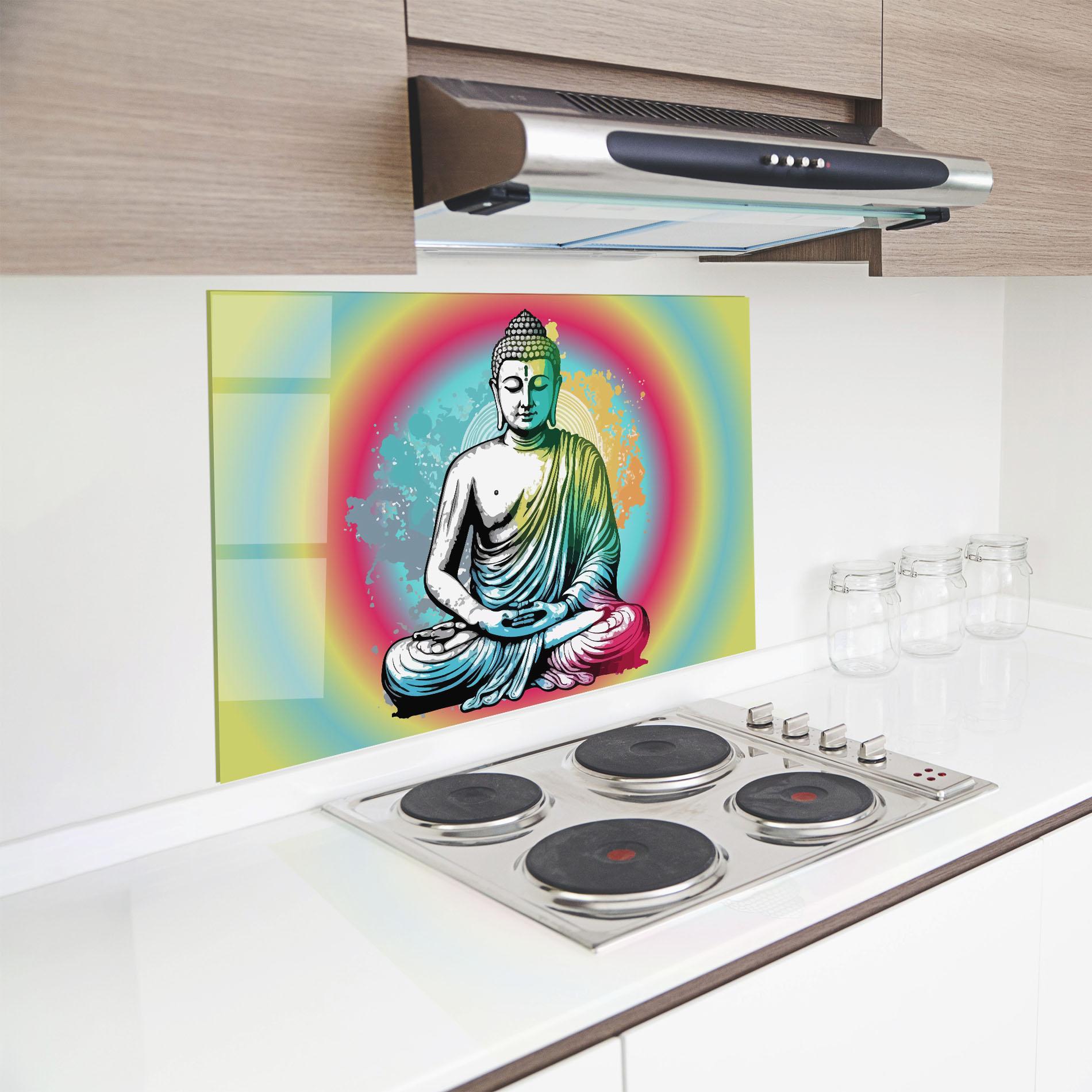 Küchenrückwand Glas Budha Yoga mockup 8