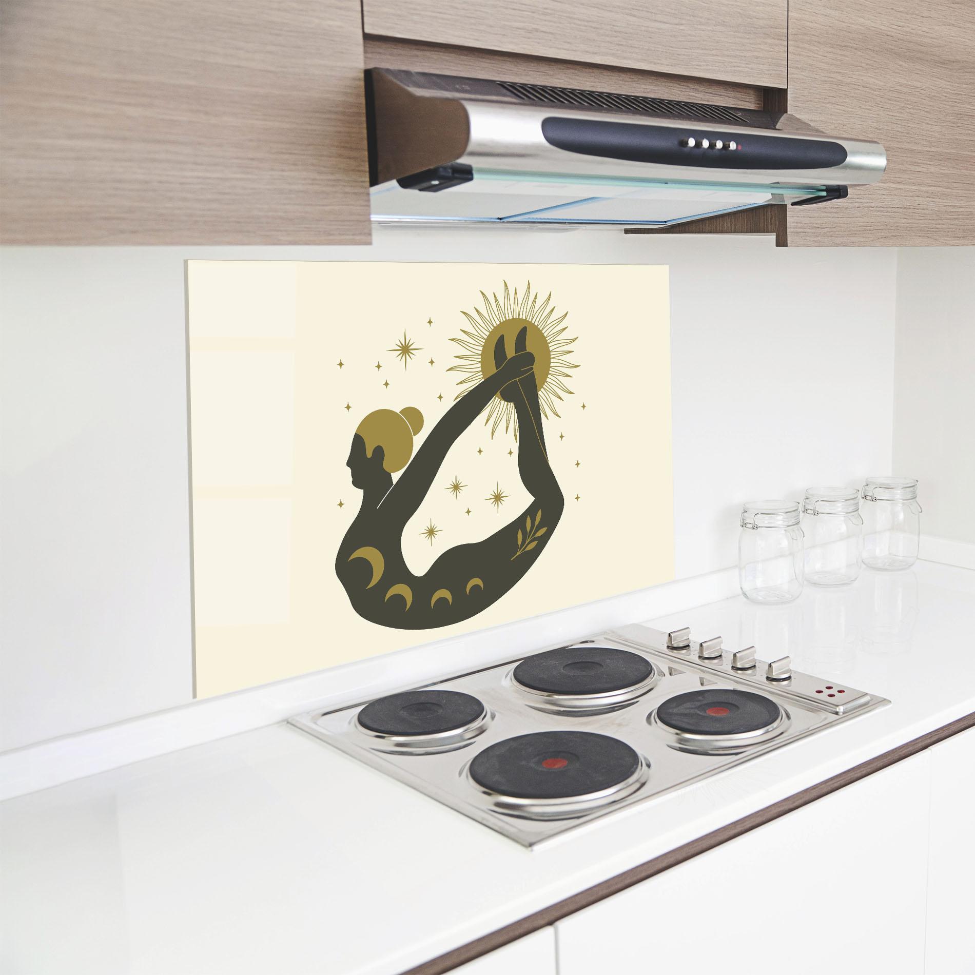 Küchenrückwand Glas Dhanurasana mockup 8
