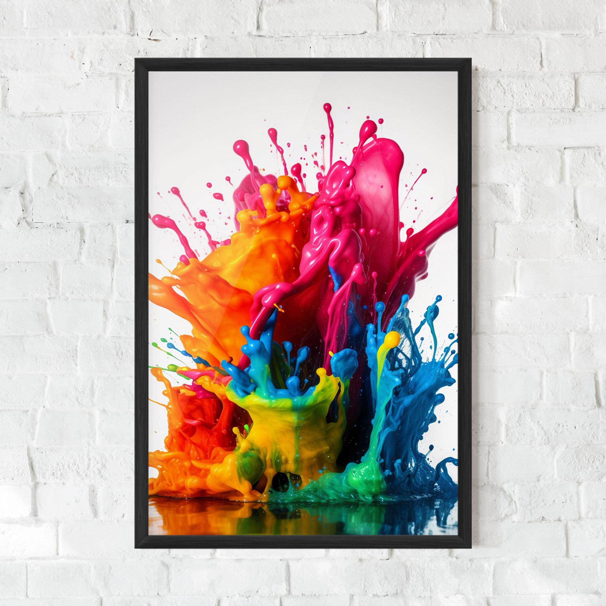 Gerahmte Poster Colorful Explosion Paint mockup 0