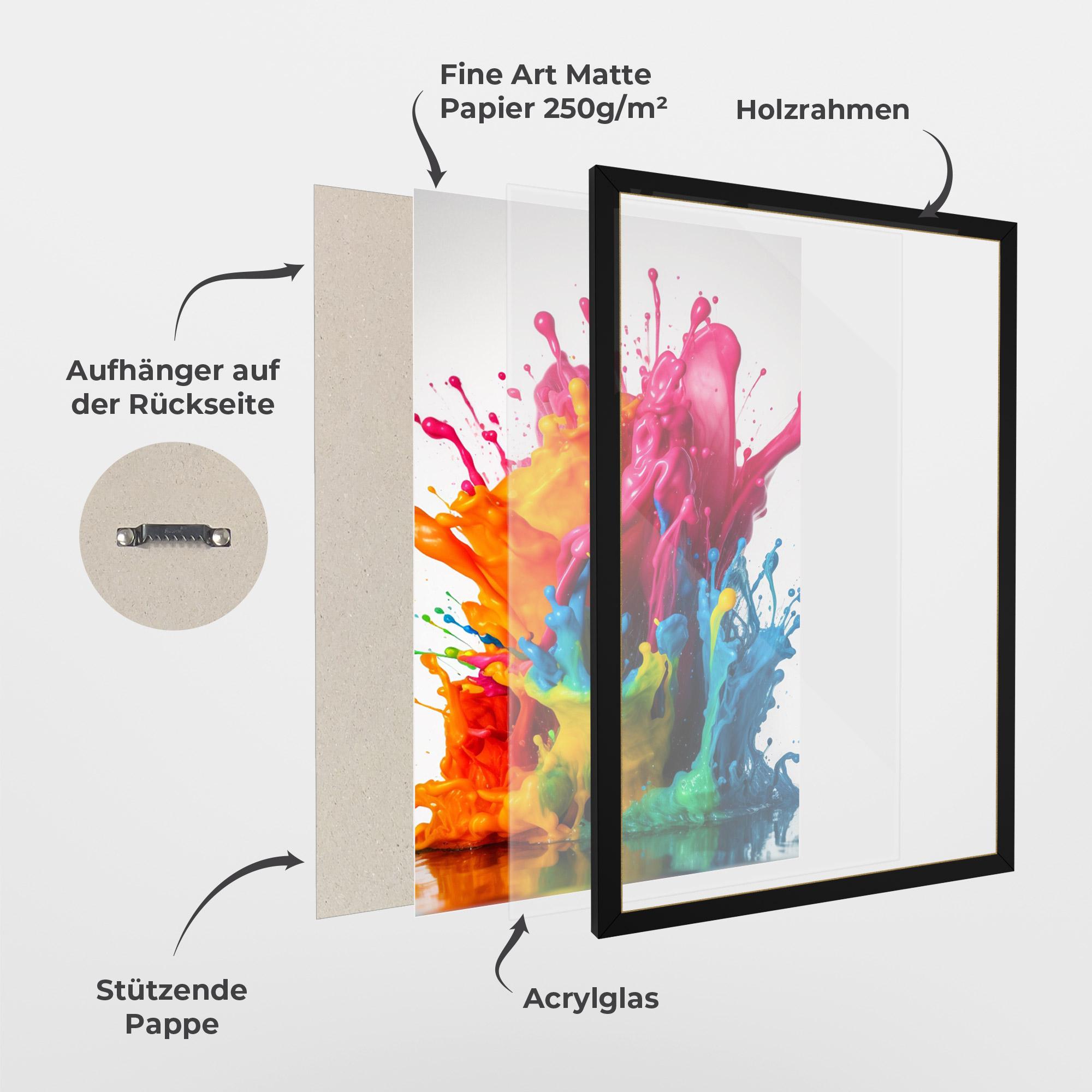Gerahmte Poster Colorful Explosion Paint mockup 1
