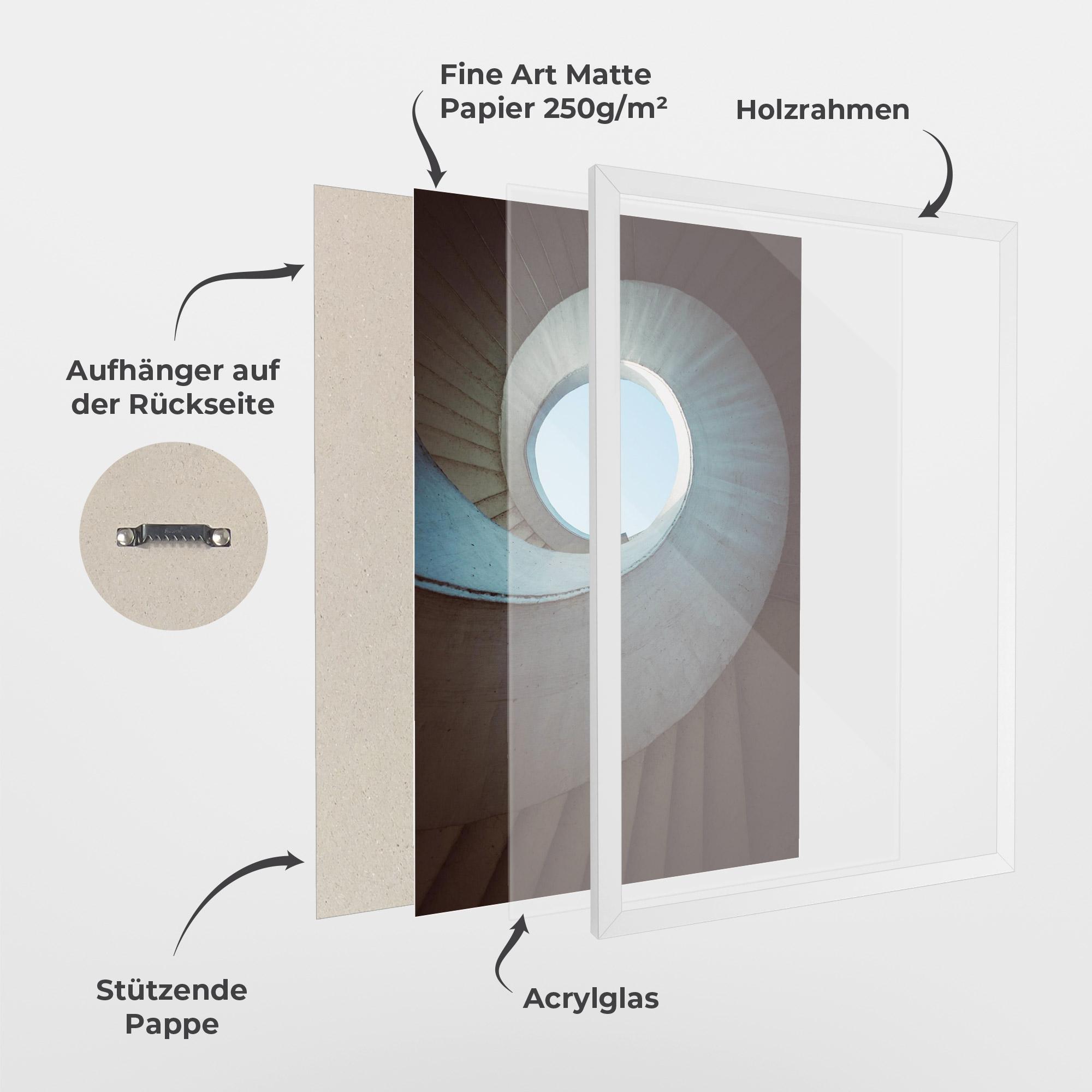Gerahmte Poster Spiral Cream Stairs mockup 1
