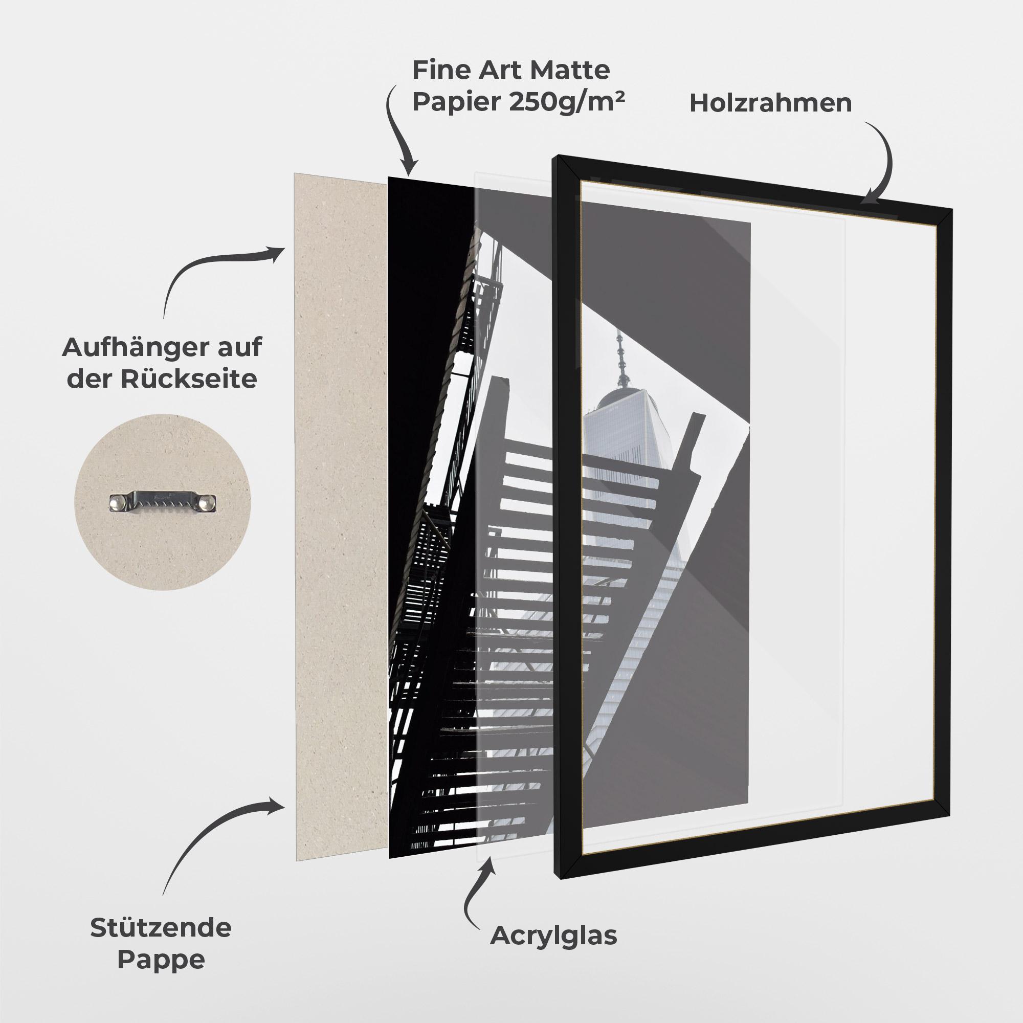 Gerahmte Poster Black Stairs Floating mockup 1