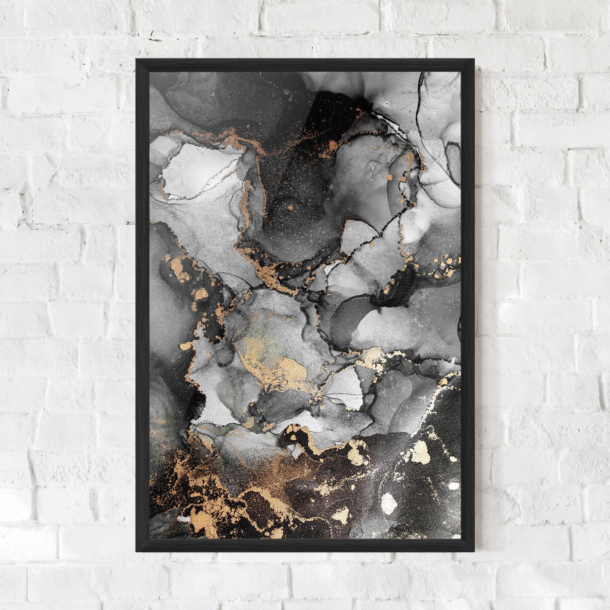 Gerahmte Poster Grey Gold Marble mockup 0