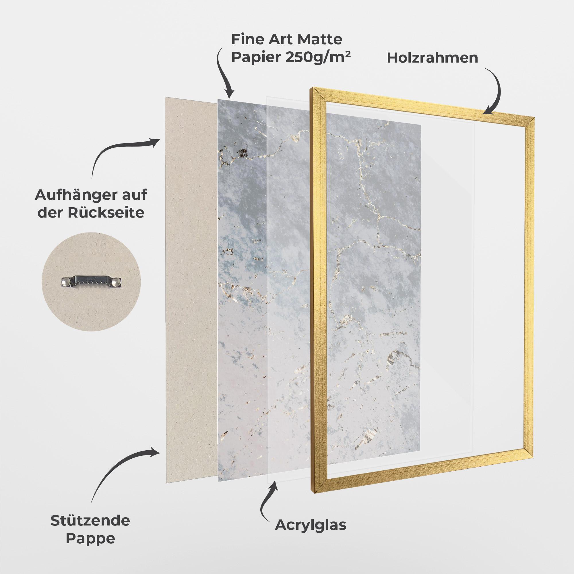 Gerahmte Poster Light Blue Golden Lines mockup 1