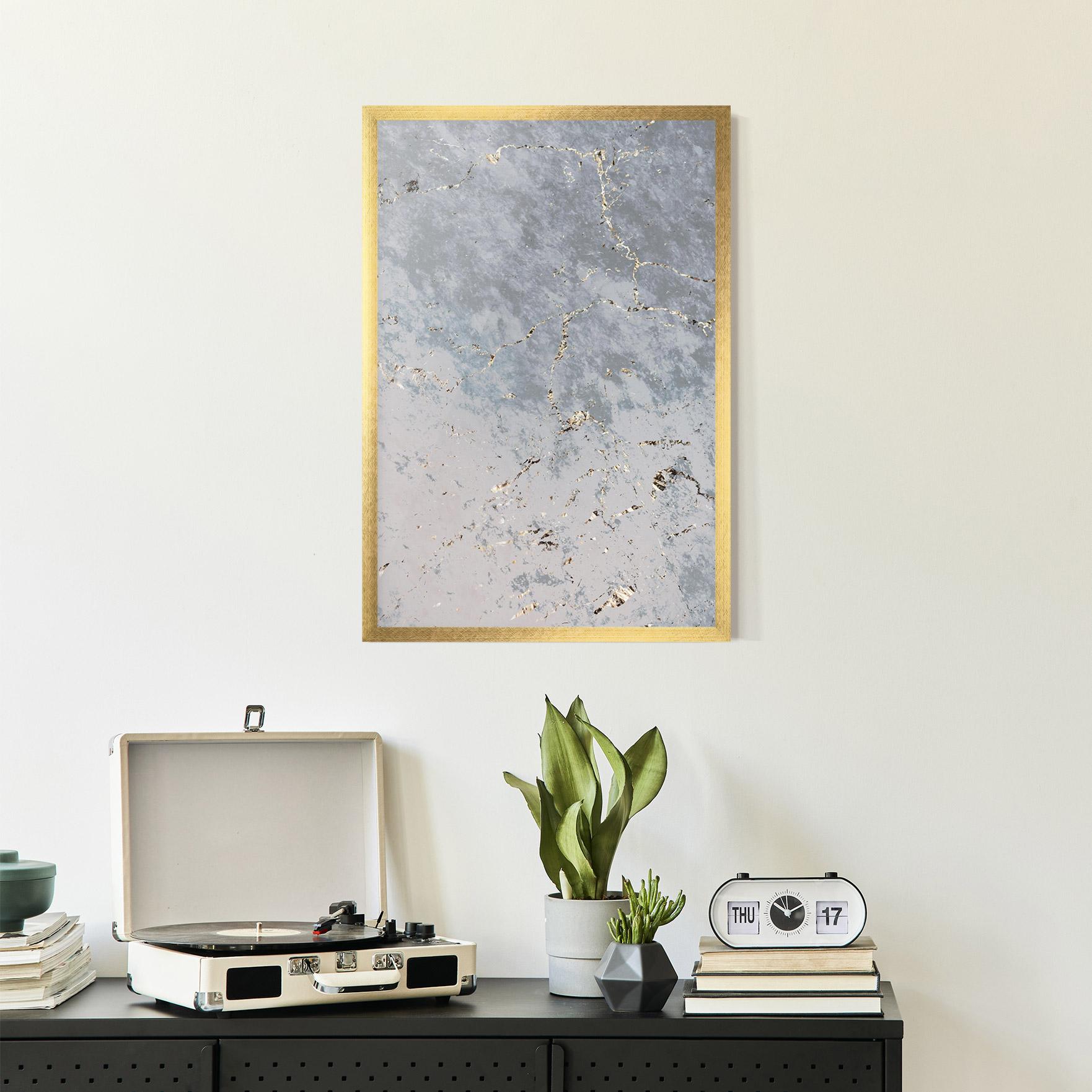 Gerahmte Poster Light Blue Golden Lines mockup 2