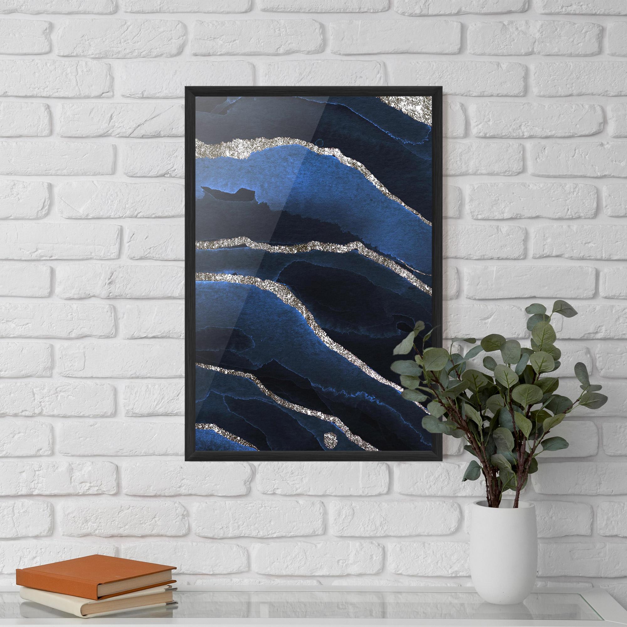 Gerahmte Poster Golden Lines With Blue mockup 5