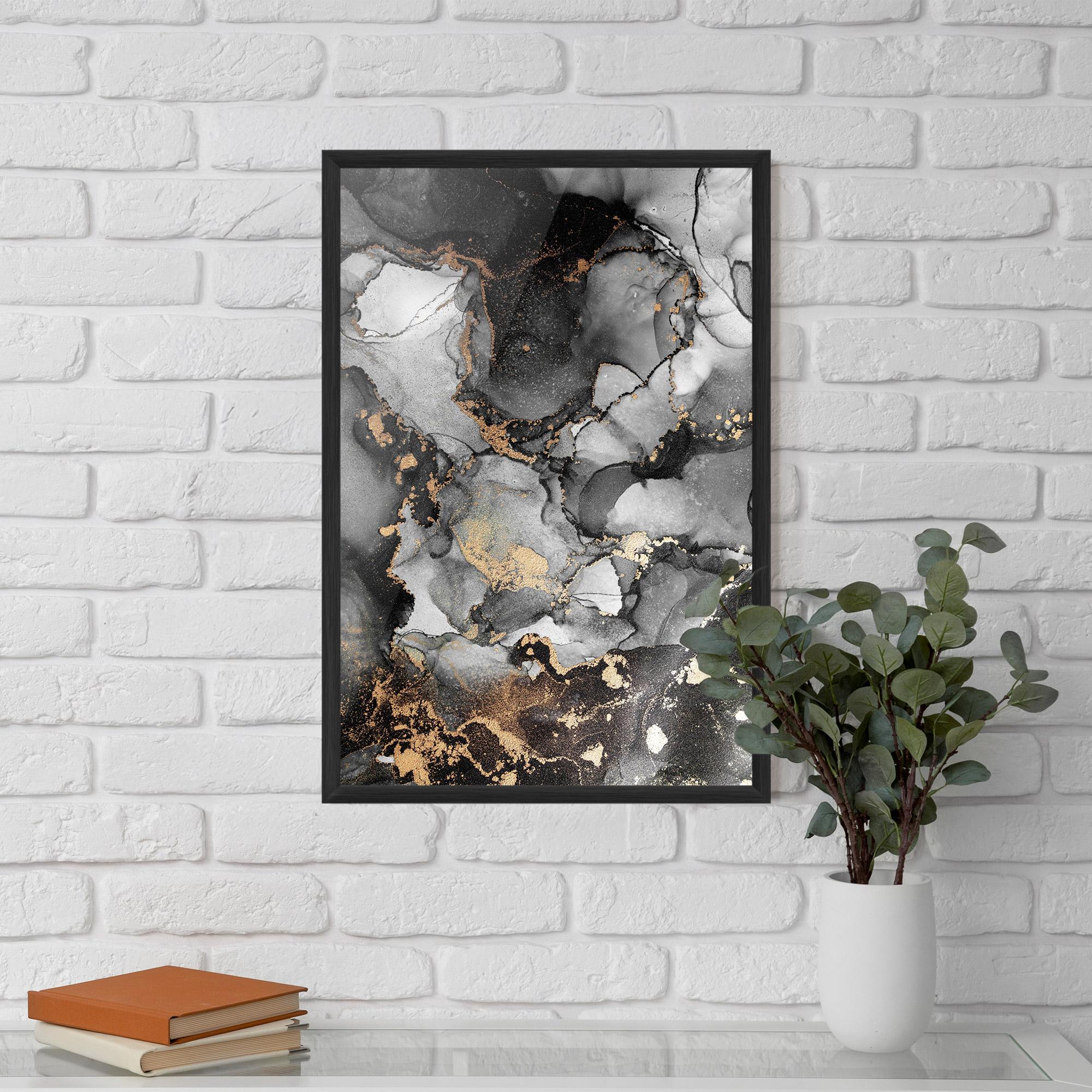 Gerahmte Poster Grey Gold Marble mockup 5