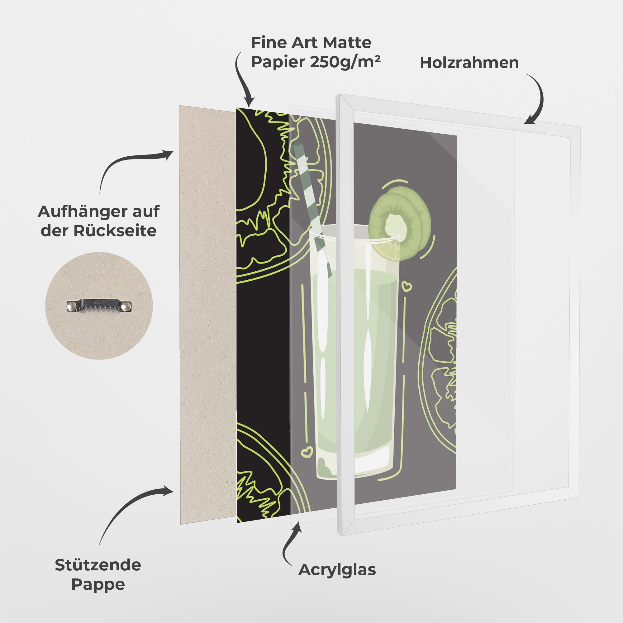 Gerahmte Poster Kiwi Drink mockup 1