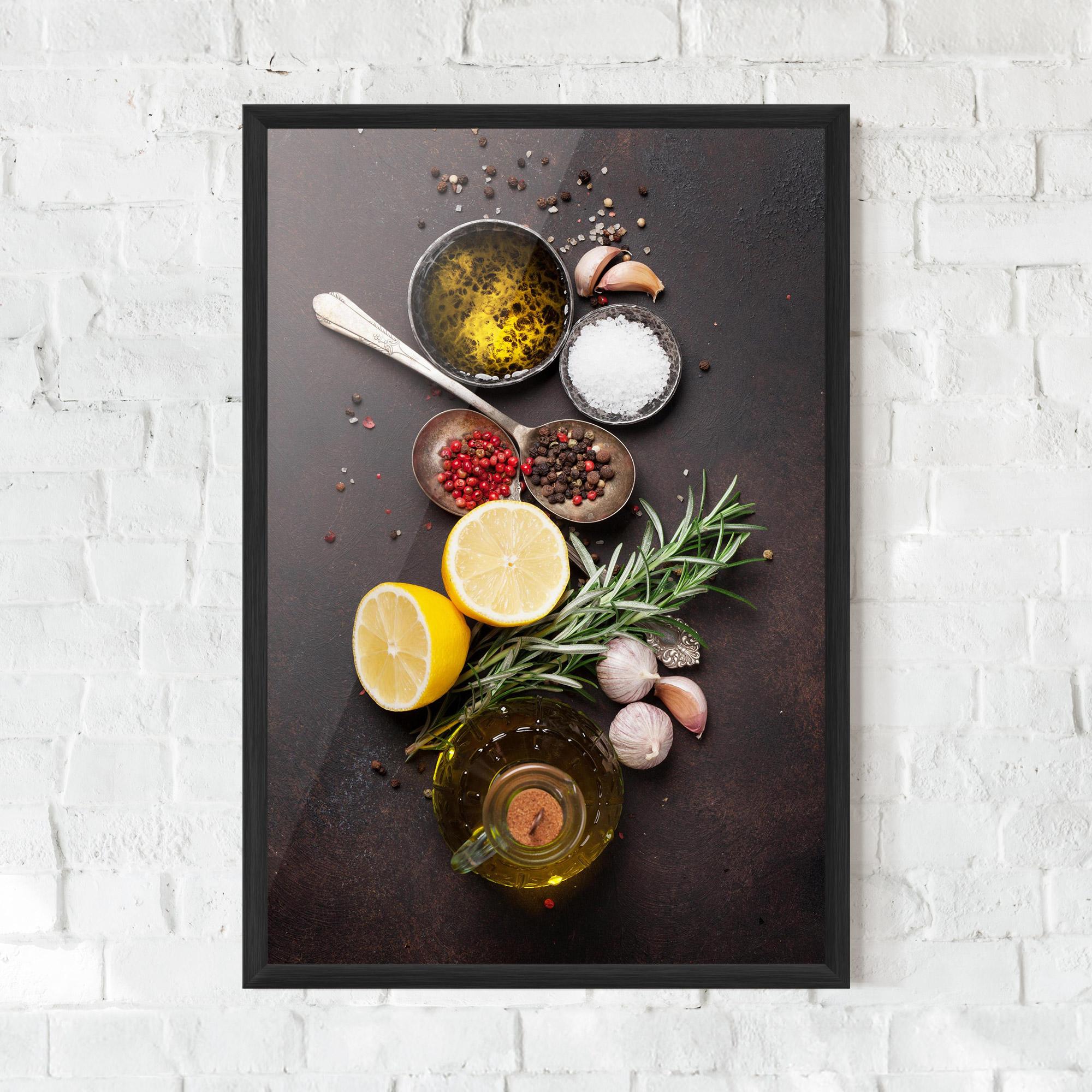 Gerahmte Poster Spices On Stone Table mockup 0