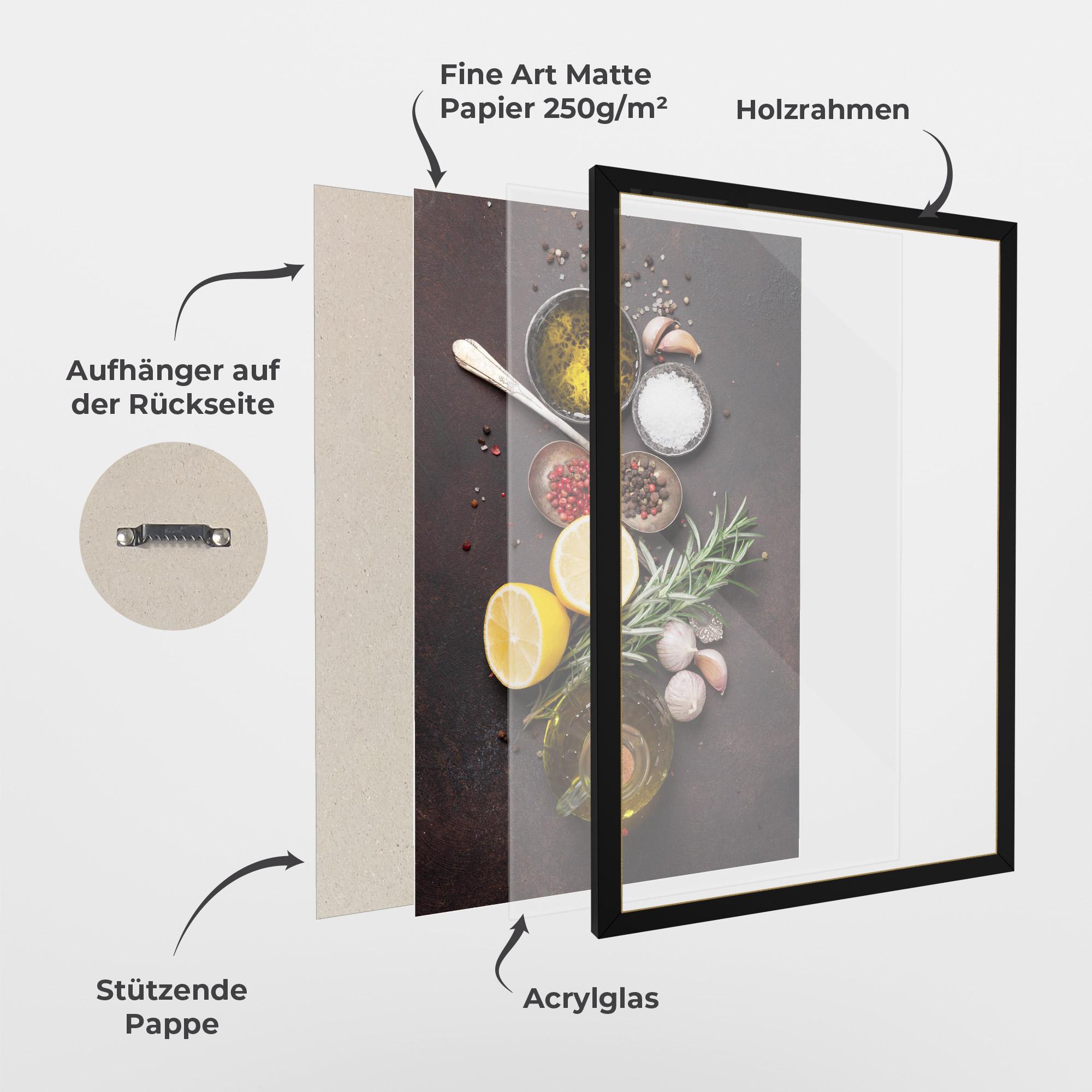 Gerahmte Poster Spices On Stone Table mockup 1