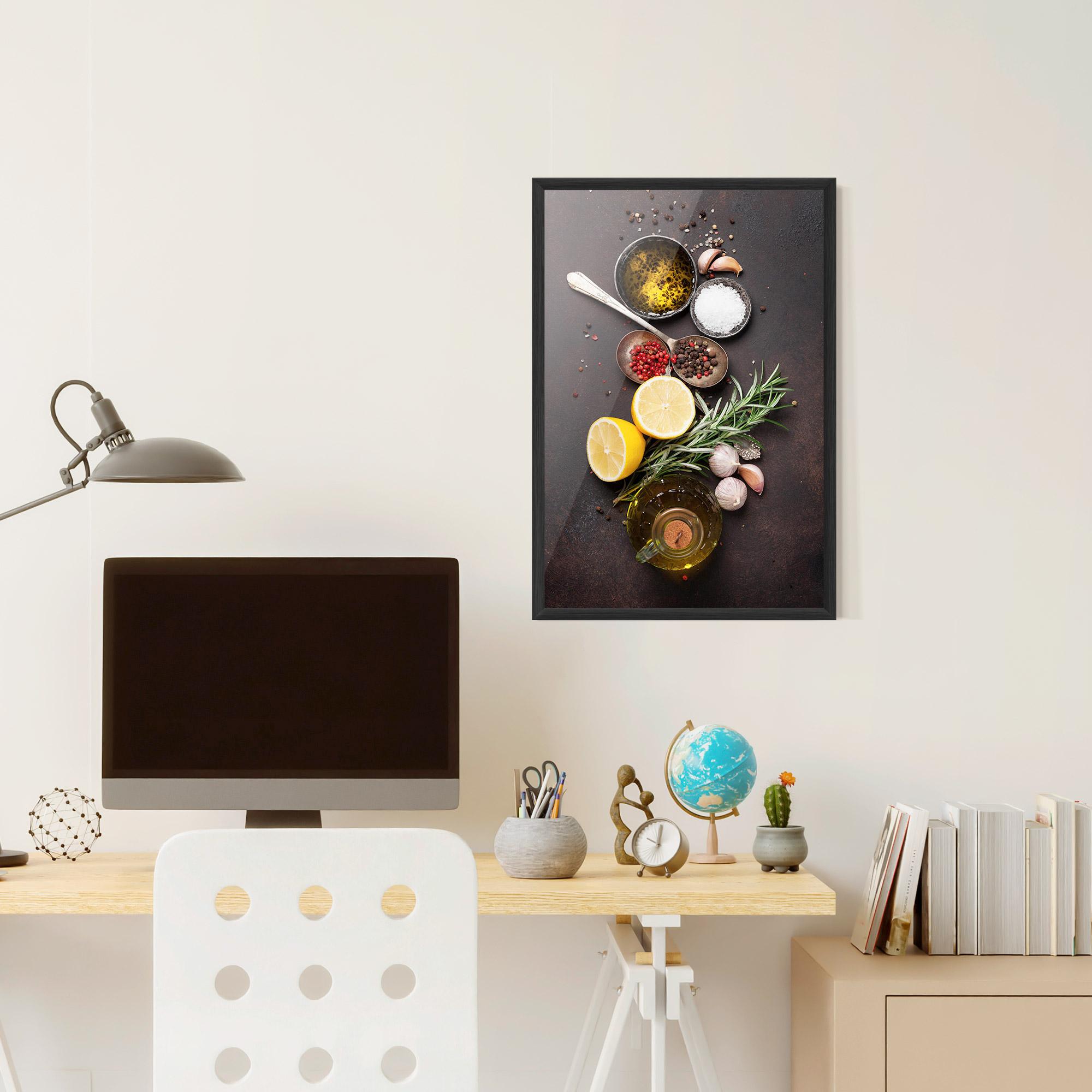 Gerahmte Poster Spices On Stone Table mockup 6