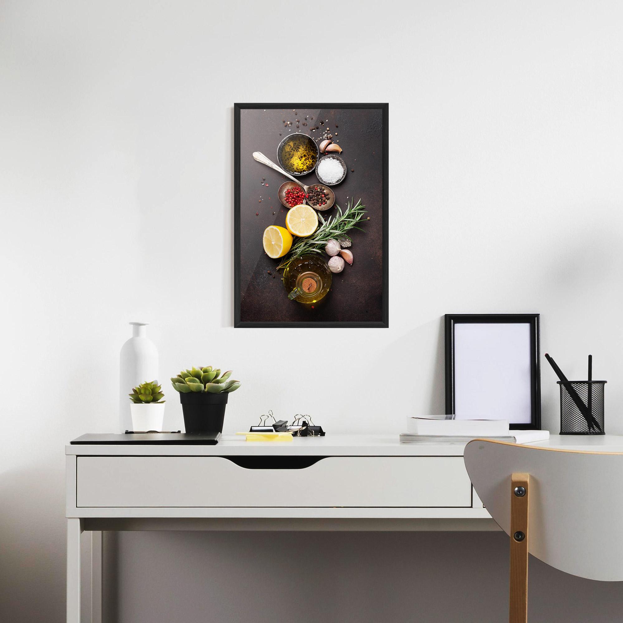 Gerahmte Poster Spices On Stone Table mockup 7