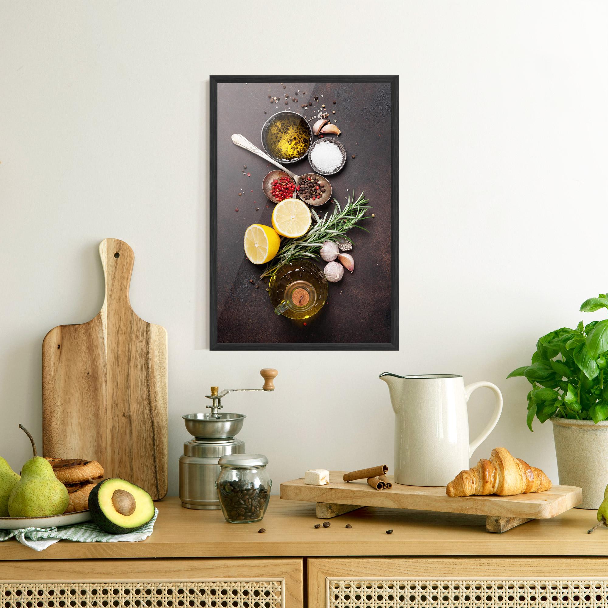 Gerahmte Poster Spices On Stone Table mockup 8