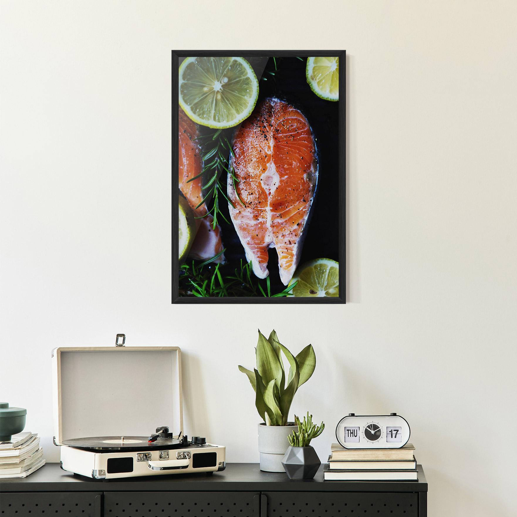 Gerahmte Poster Fish With Lemons mockup 2