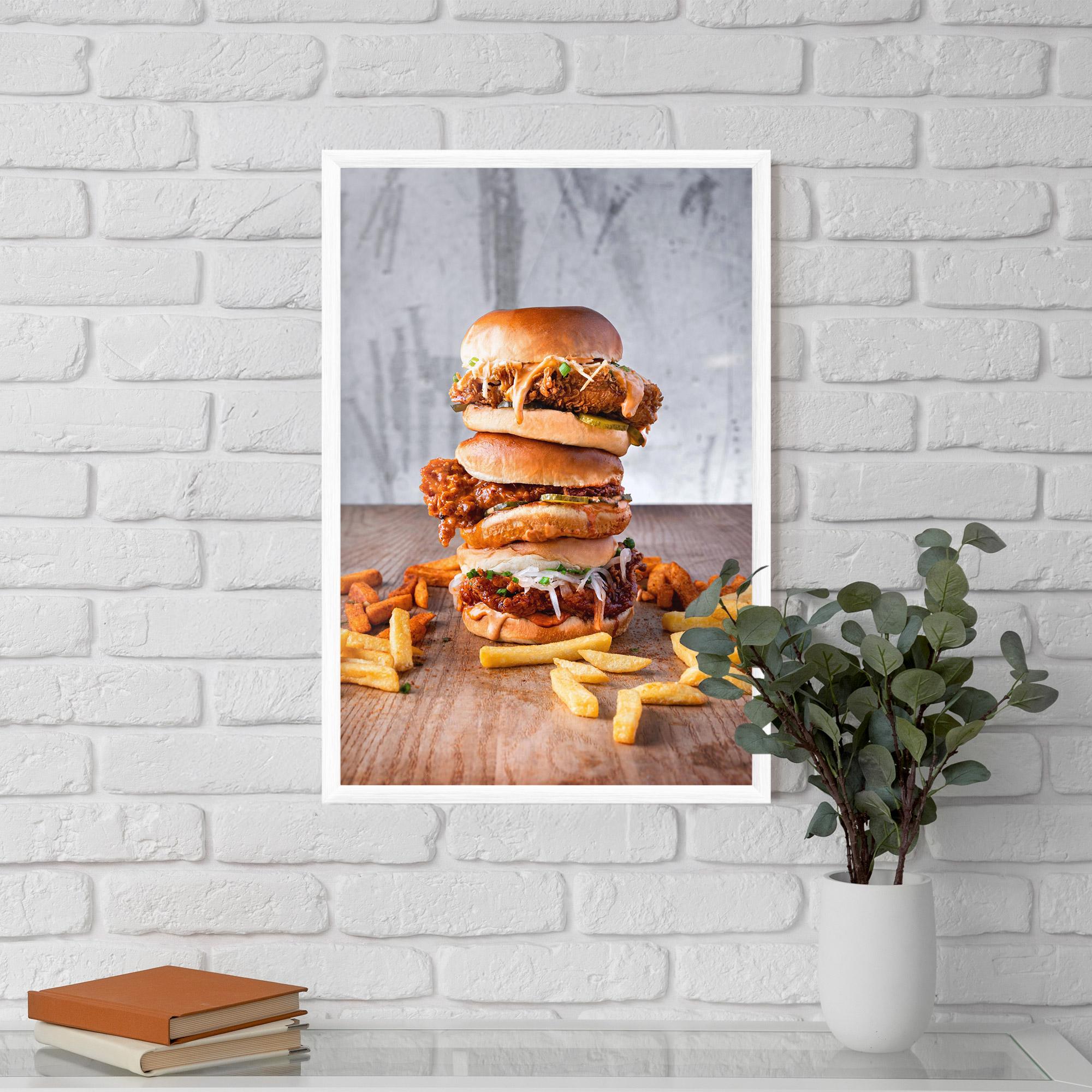 Gerahmte Poster Triple Hamburger mockup 5