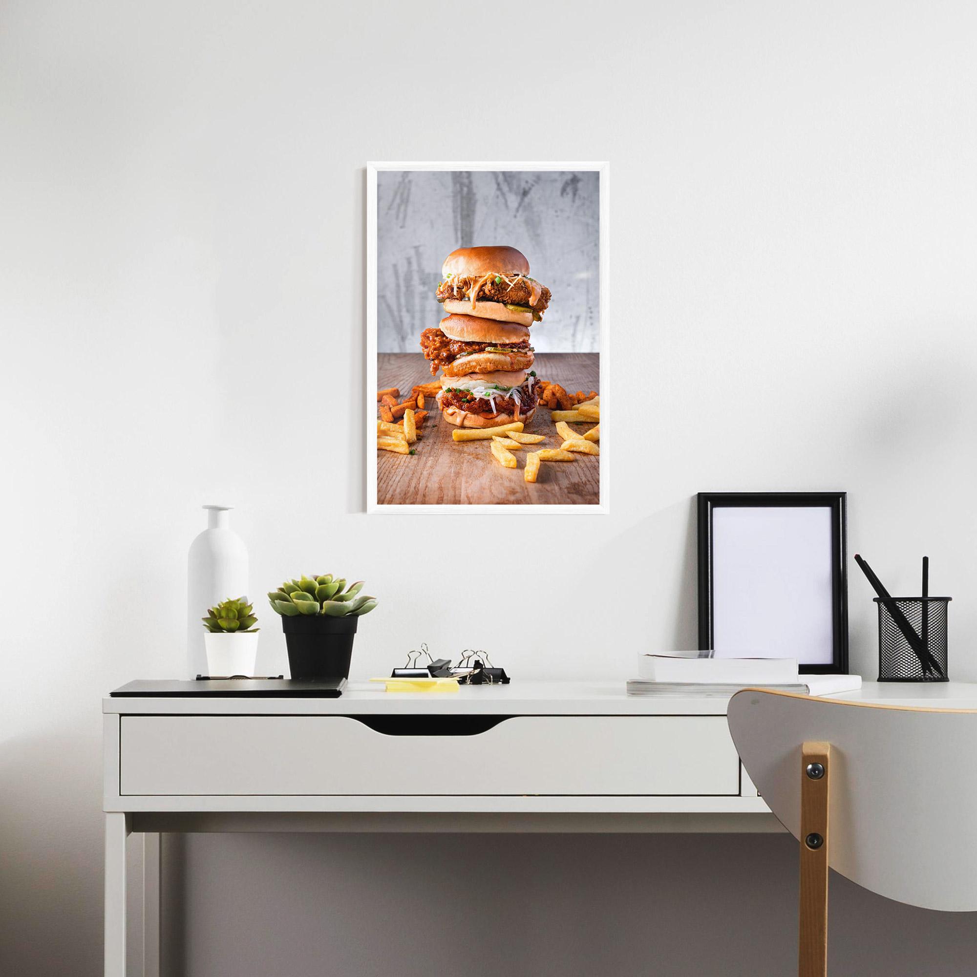 Gerahmte Poster Triple Hamburger mockup 7