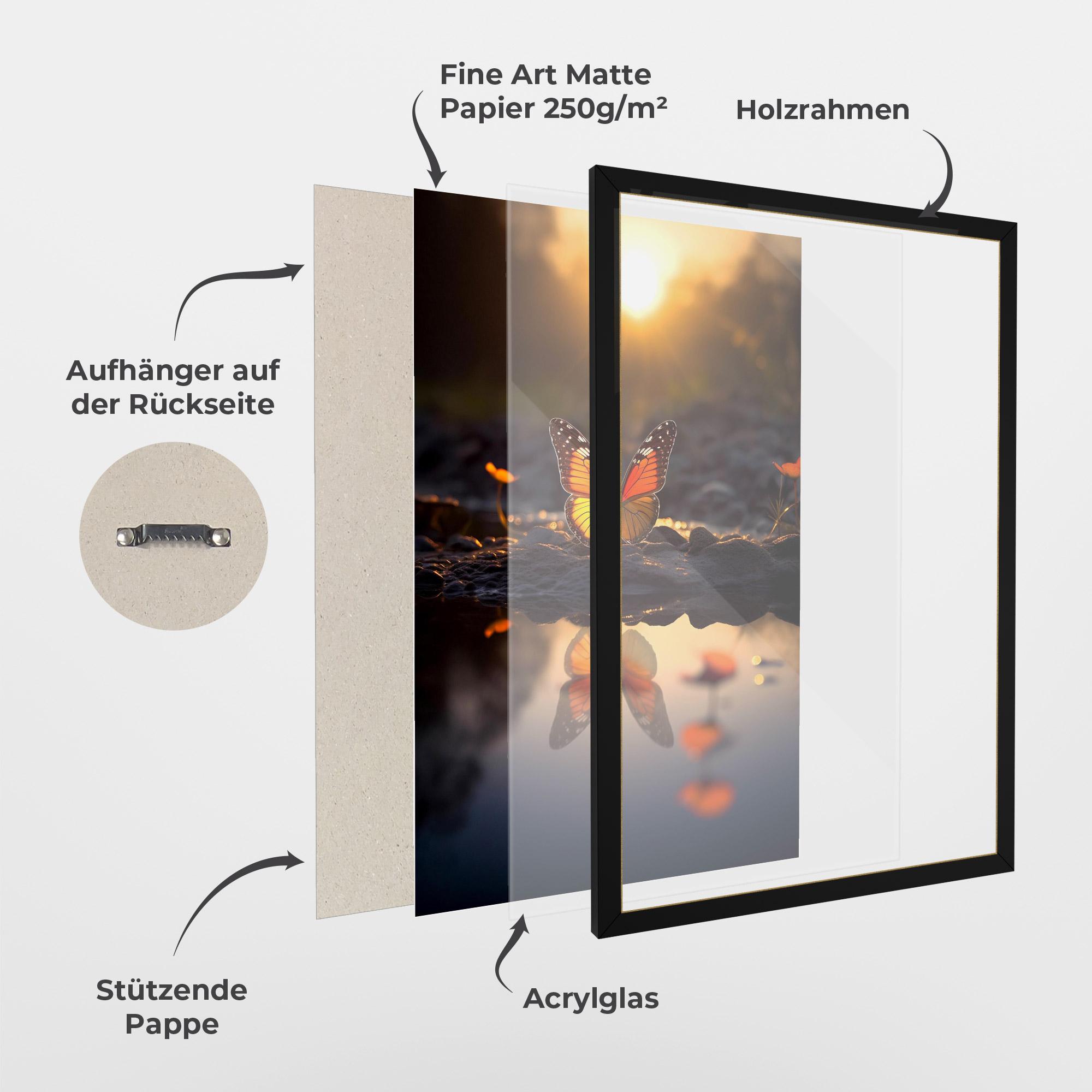 Gerahmte Poster Sun Water Butterfly mockup 1