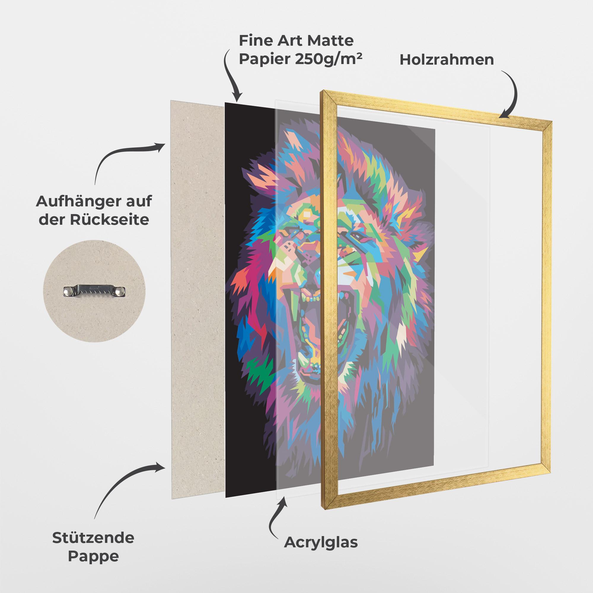Gerahmte Poster Colorful Lion Head mockup 1