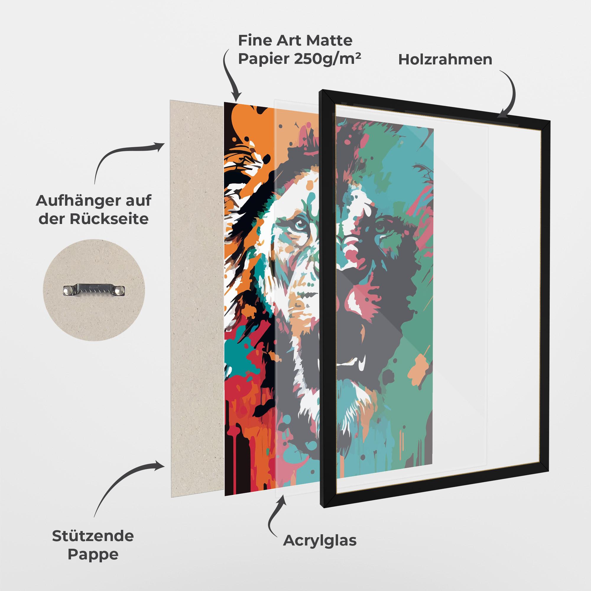 Gerahmte Poster Blue Green Lion mockup 1